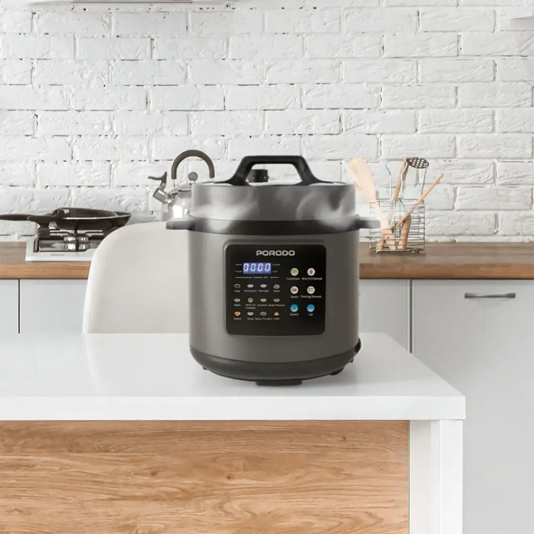 Porodo Lifestyle 1300W Multi-Cuisine Pressure Cooker with High-Quality Material, Gray