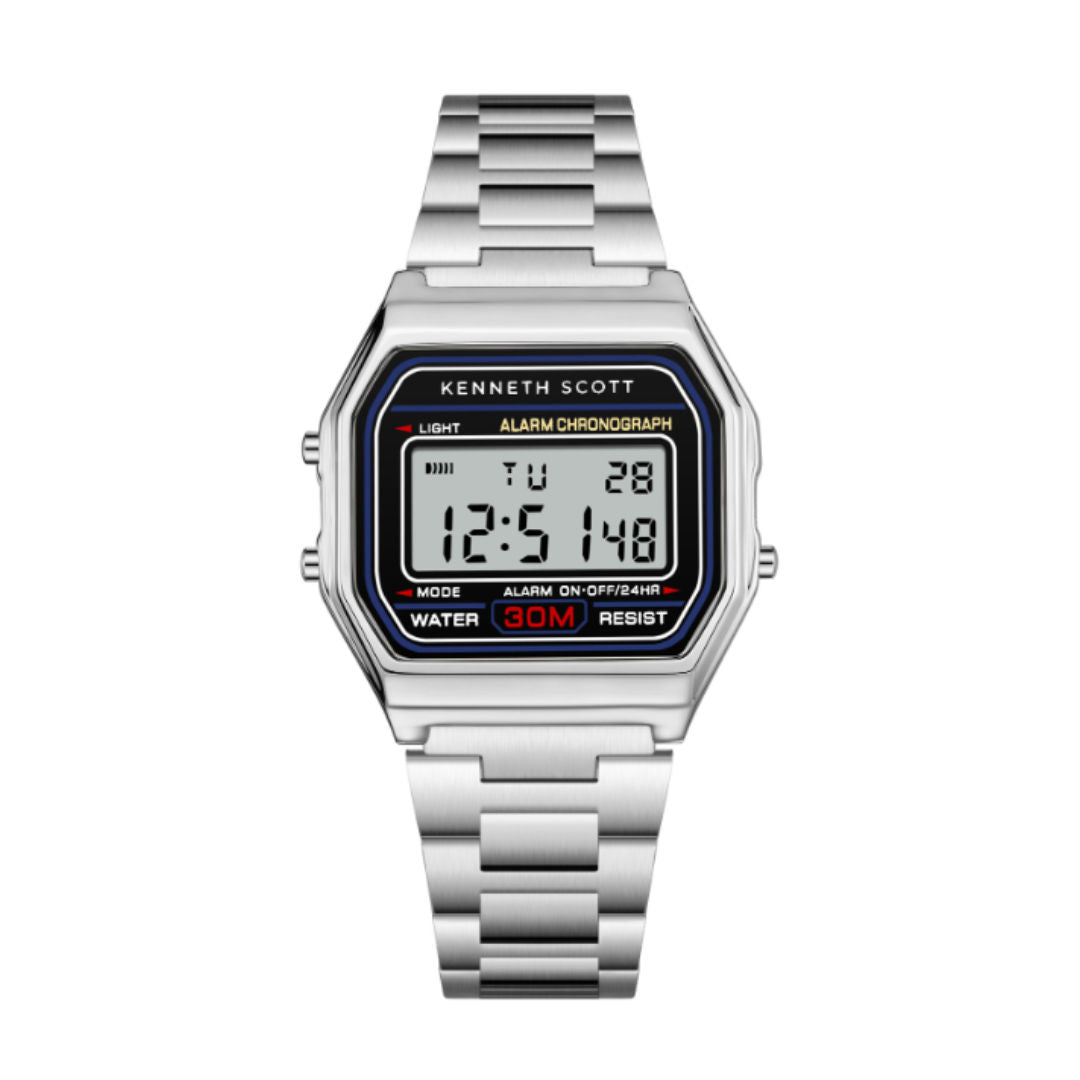 Kenneth Scott Men’s Digital Stainless Steel Watch, K25206 Series