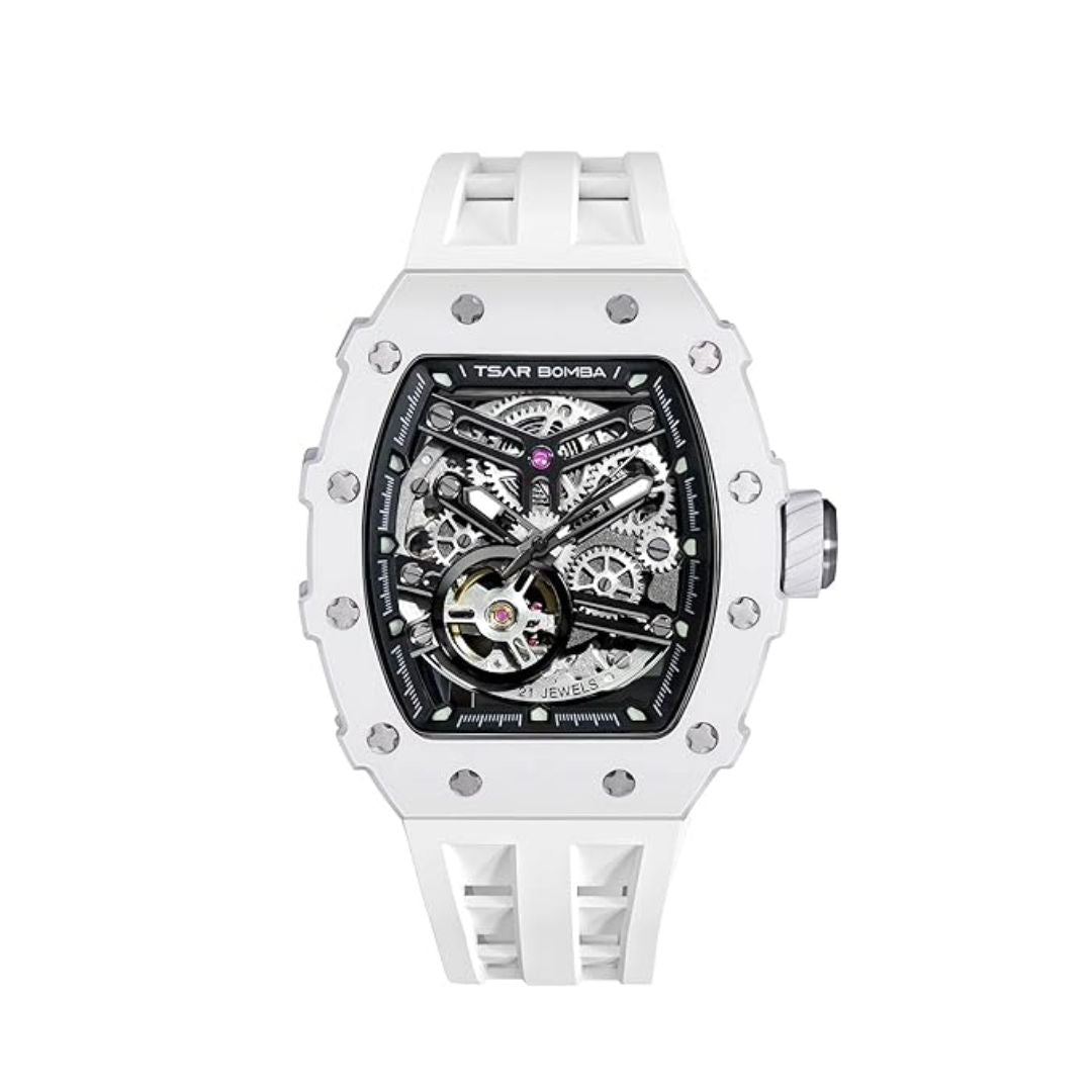 TSR Bomba Men's Automatic Tonneau White Case White Silicon Watch