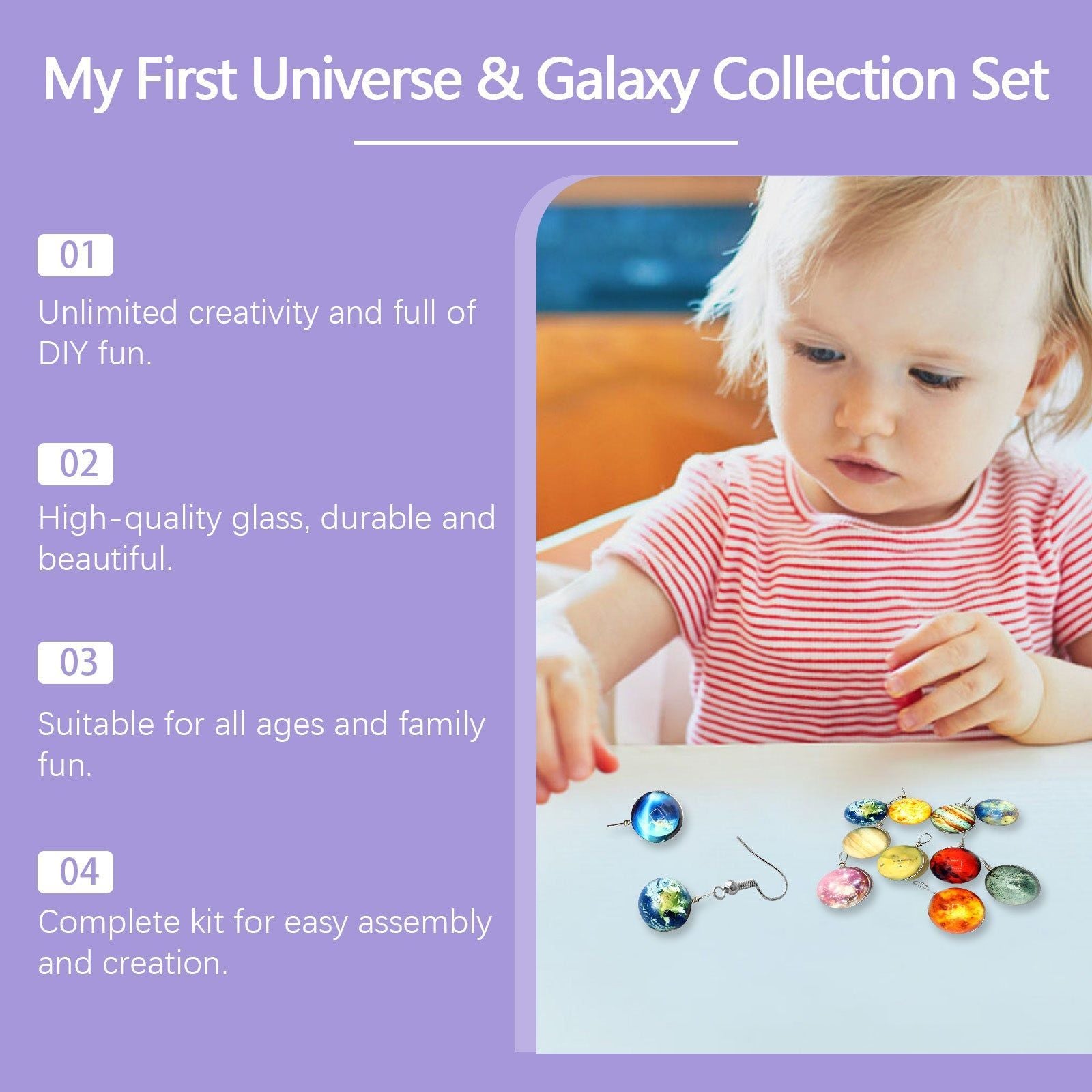 Discover DIY Planet Ornament Kit, 24-Day Surprise Jewelry Set, Customizable Accessories ,1set
