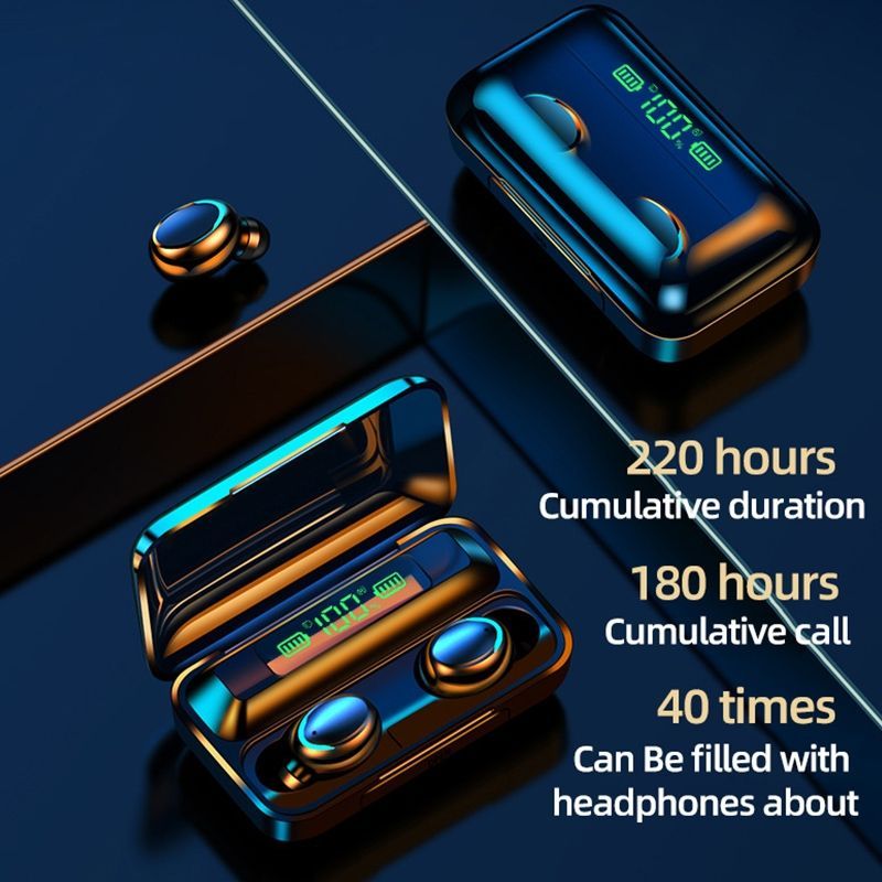 F9-5C Breathing Light + Digital Display Bluetooth Earphone