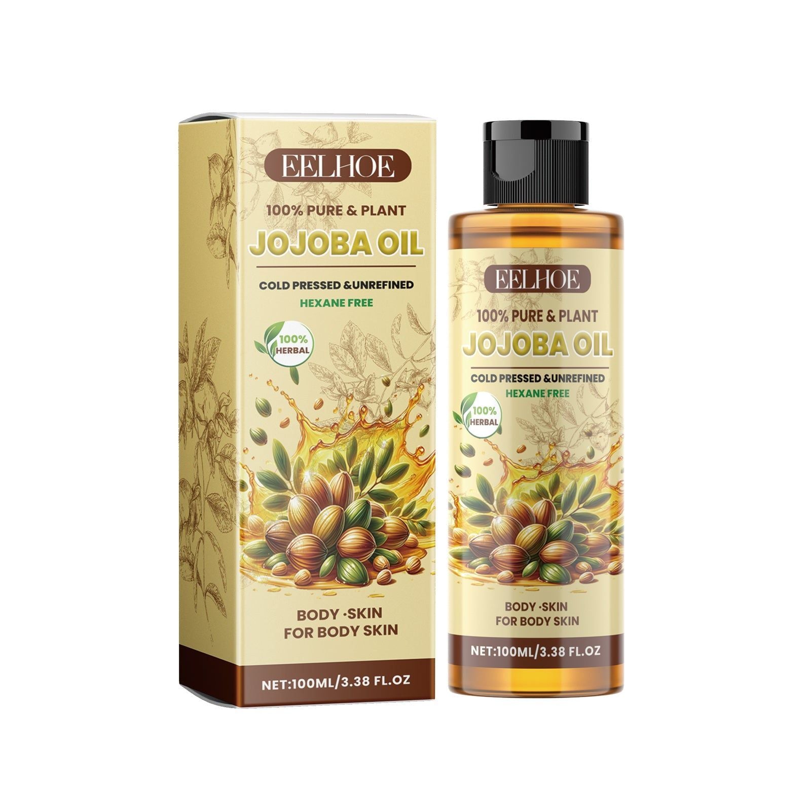 Hydrating Jojoba Oil for Body Care, Nourishing Moisturizer, Skin Brightening, Softening, Natural Skincare ,100ml