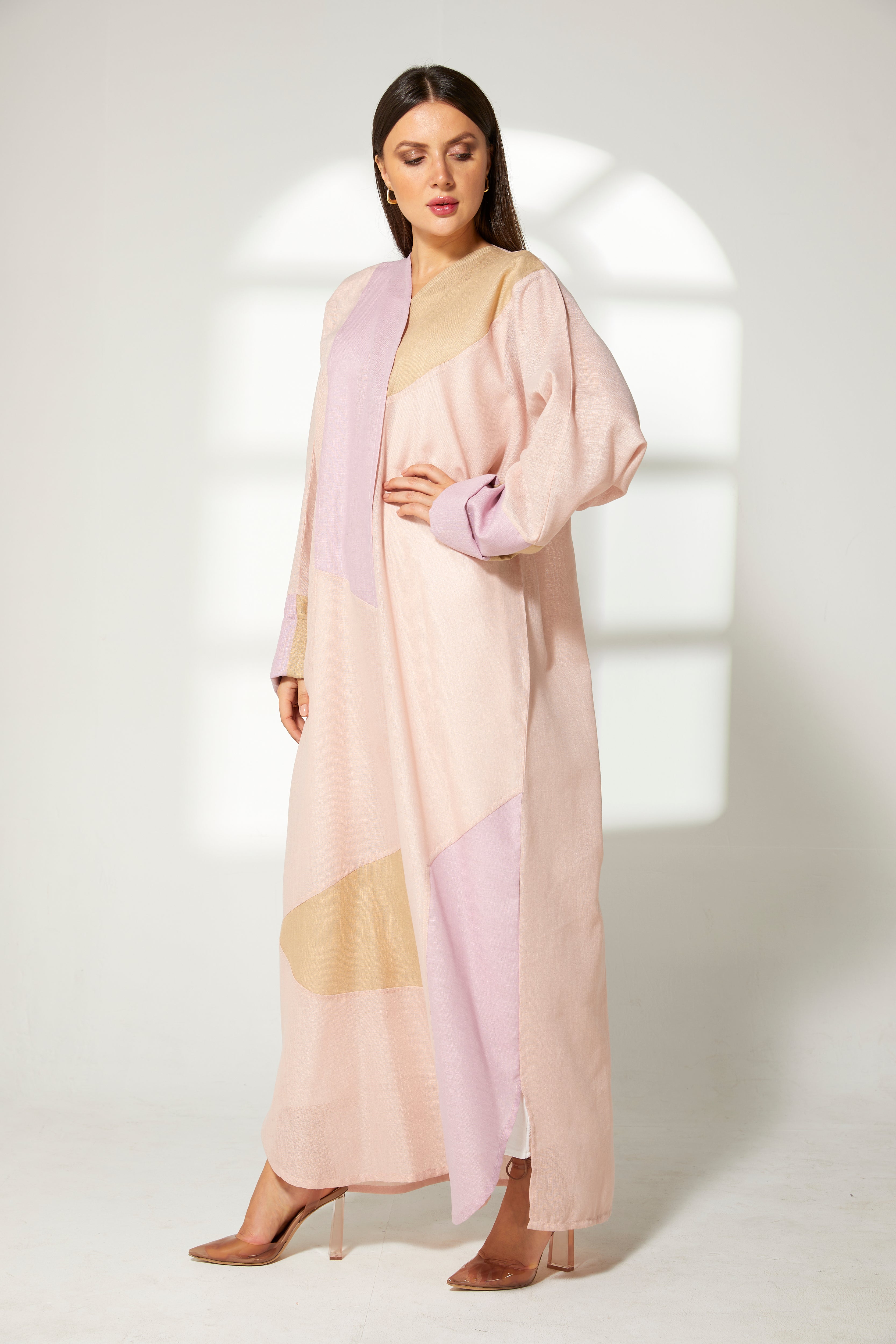 MOiSTREET Multicolor Linen Embroidery Abaya