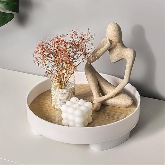 Round Wooden Perfume Holder Tray Modern Decorative Tray Storage Box