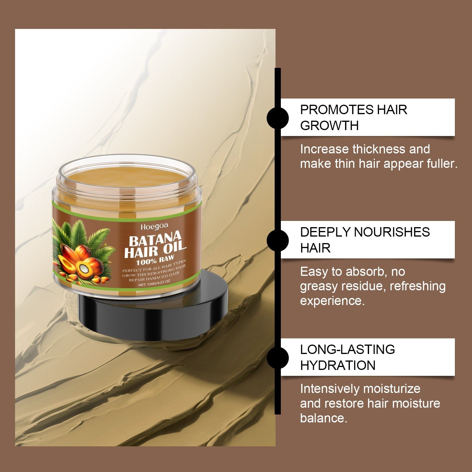 Batana Hair Oil for Smooth Hair, Nourishes Scalp, Hydrates, Adds Shine ,120g