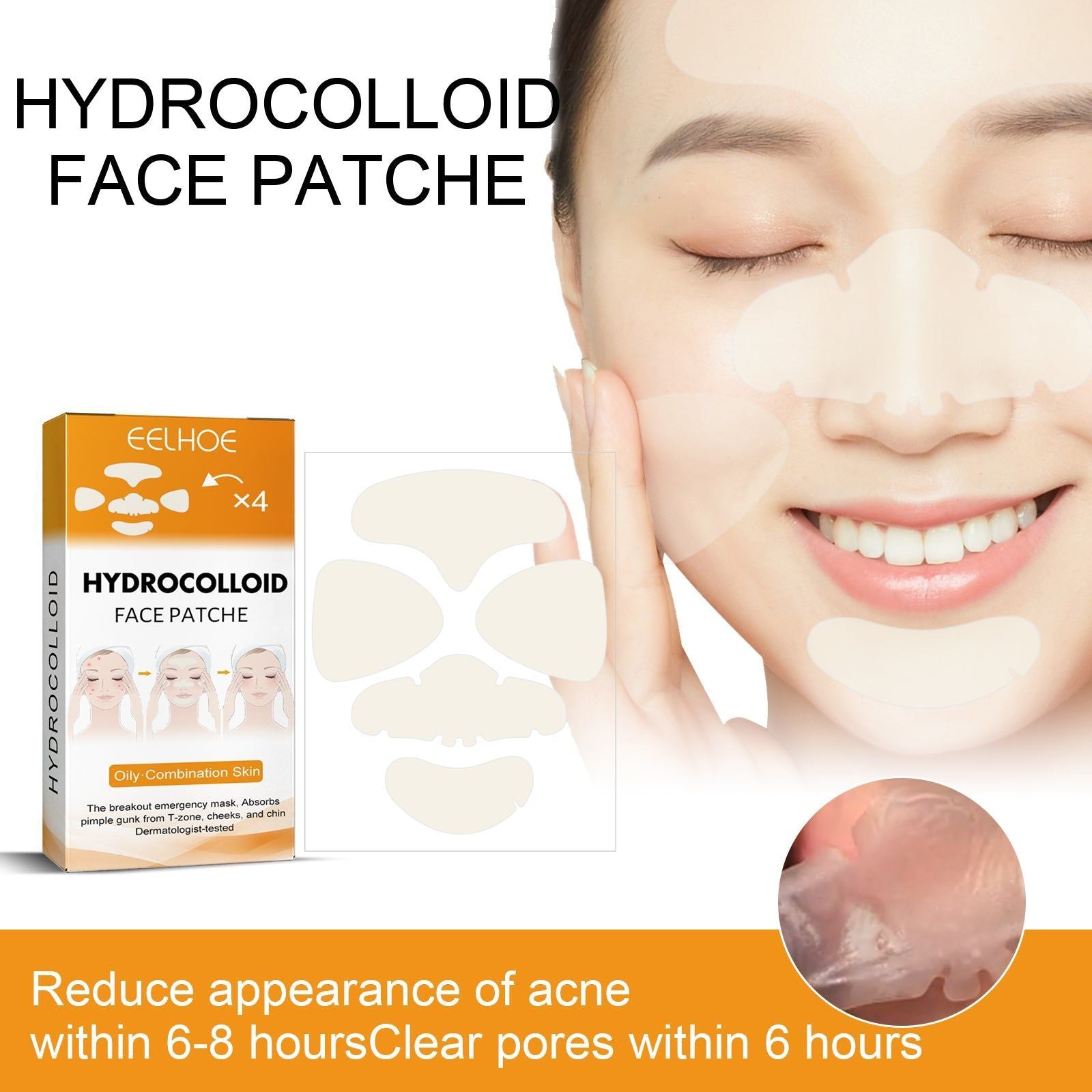 Clear Skin Hydrogel Acne Patch, Reduce Pimples, Invisible, Portable, Overnight Results ,20pcs