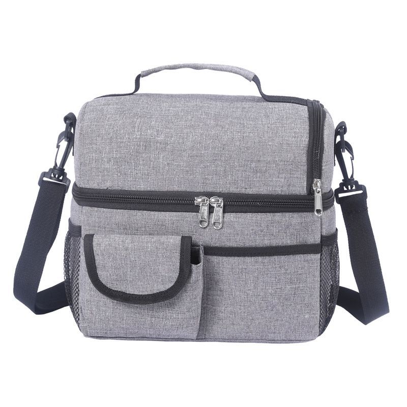 Double Layer Insulated Lunch Bag Large Capacity Thermal Cooler Tote with Shoulder Strap