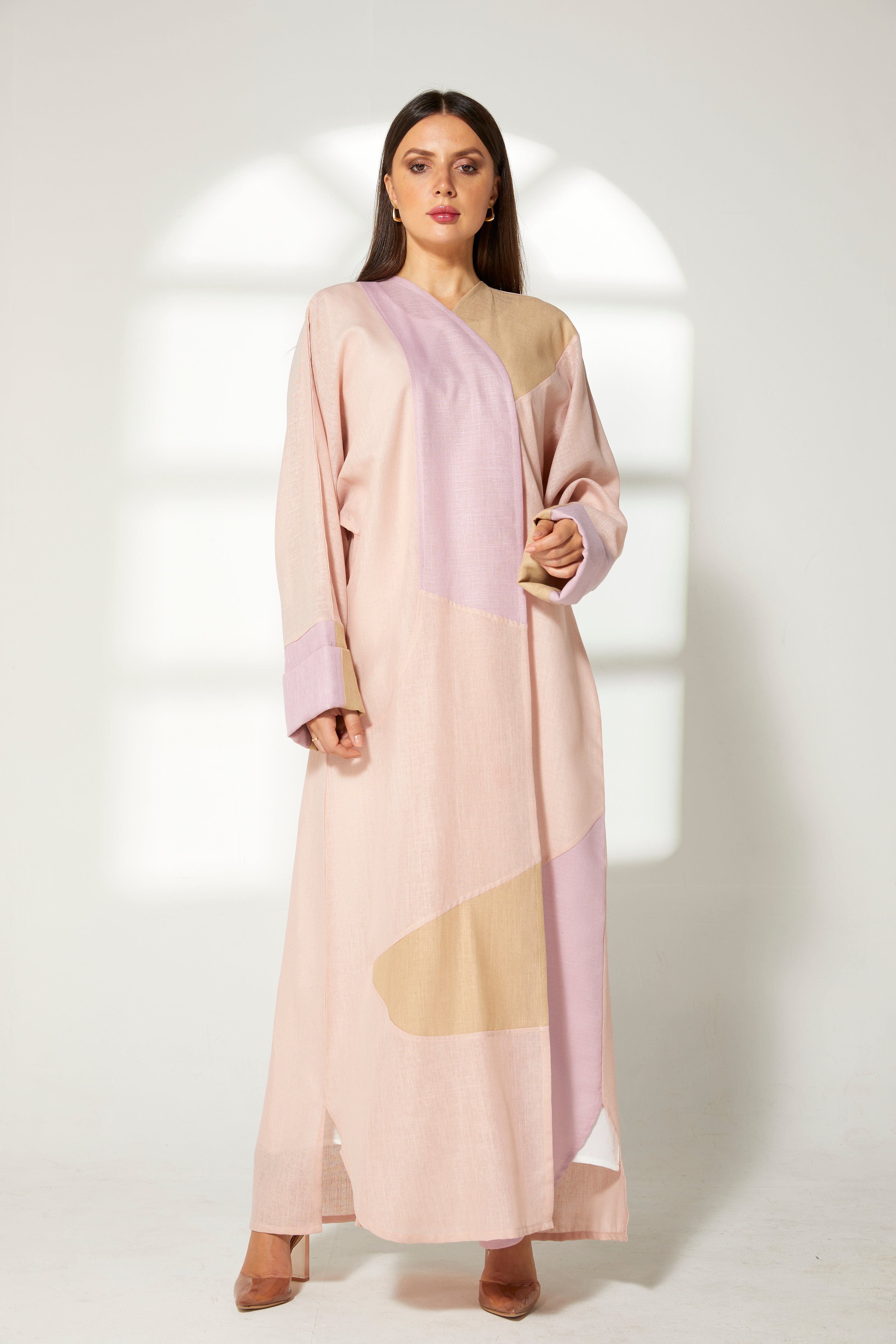 MOiSTREET Multicolor Linen Embroidery Abaya