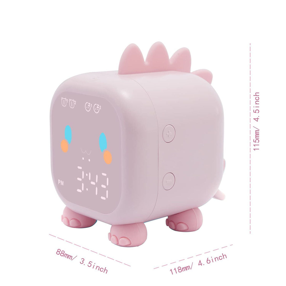 Kids Dinosaur Alarm Clock Creative Cartoon Bedside Clock Night Light Rechargeable