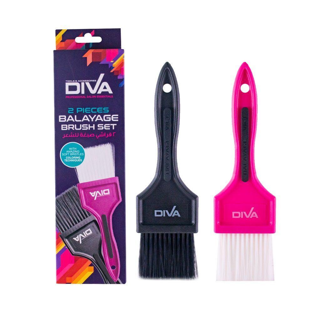 Diva Balayage Brush Set, 1X2 Pink/Black