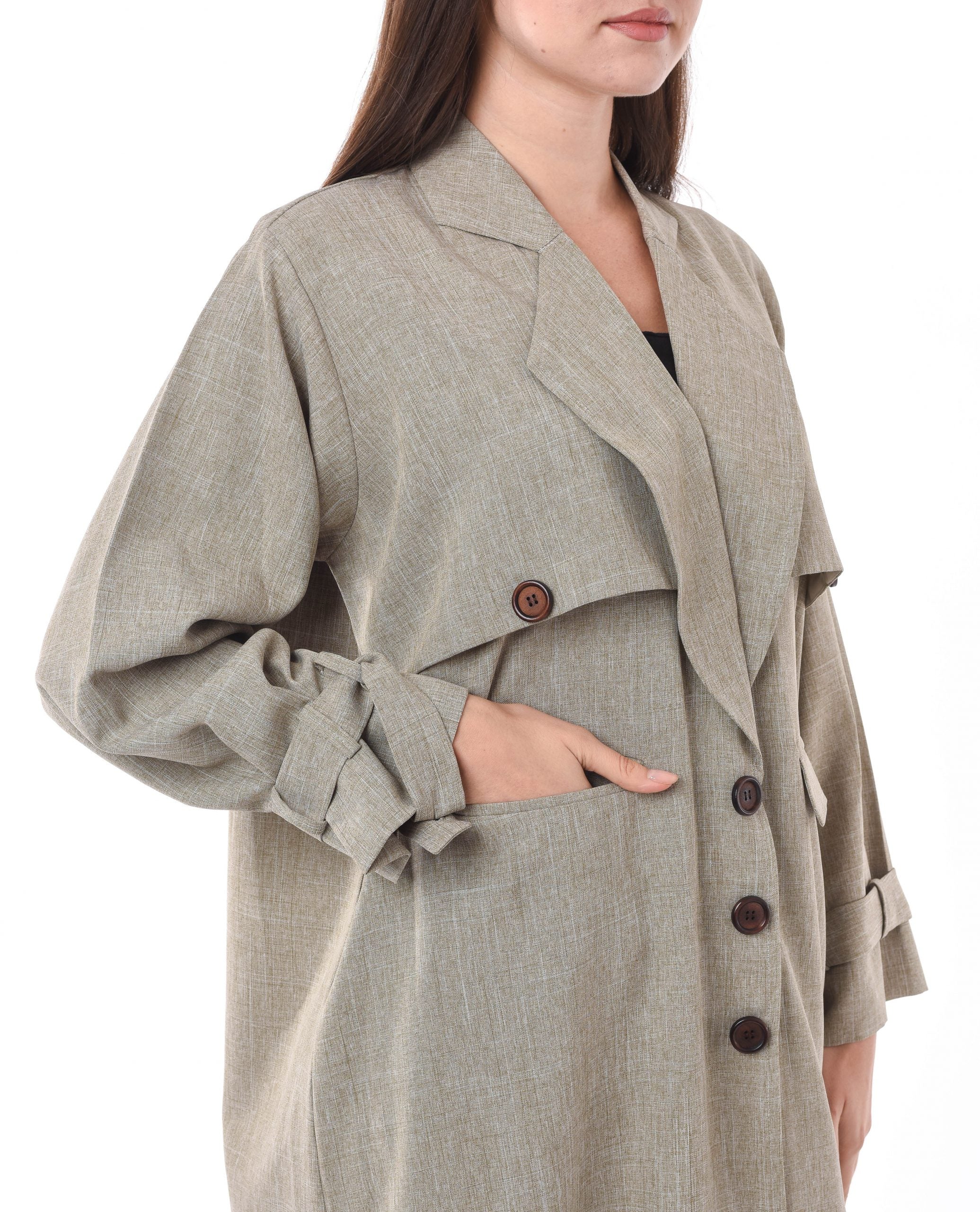 MOiSTREET Beige Coat Style Abaya