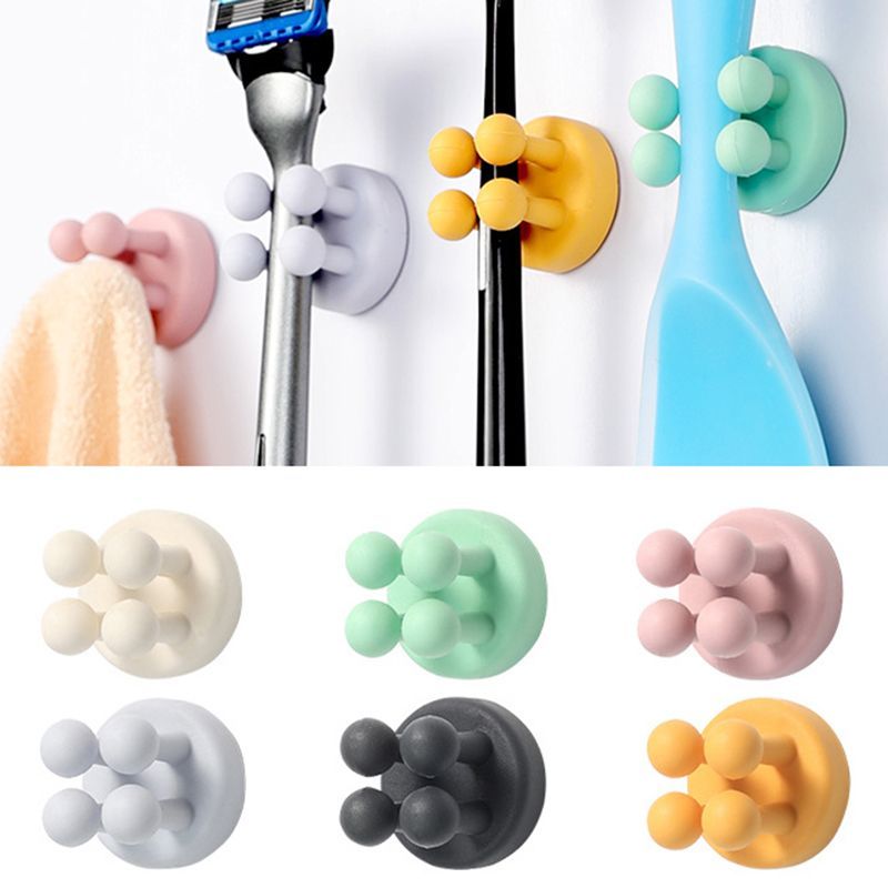 6pcs Silicone Adhesive Hook Utility Stand Plug Cable Holder Key Hook For Bathroom Kitchen