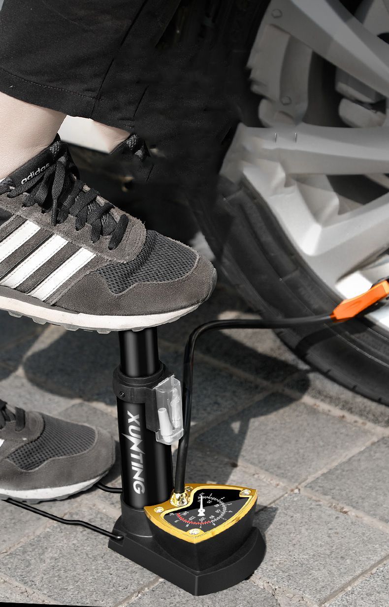 Mini Bicycle Single Cylinder Foot Pump Manual Vertical Bike Air Pump With Gauge