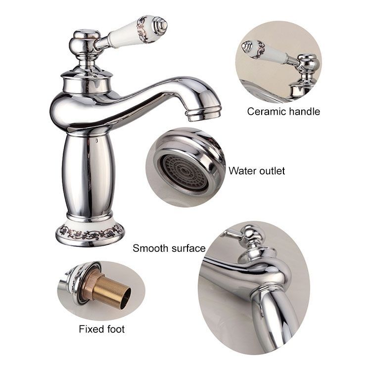 Copper Antique Hot Cold Double Blue White Porcelain Faucet Antique