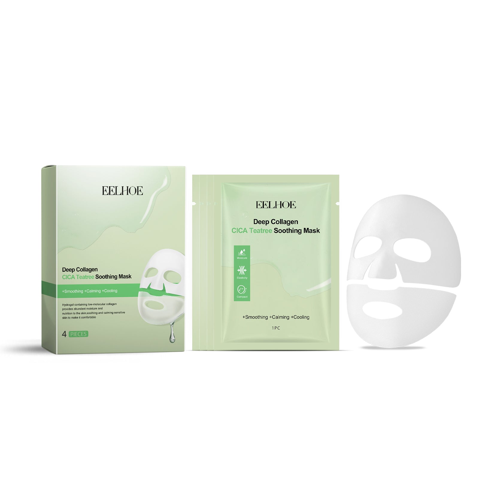Collagen Tea Tree Skin Care Mask, Hydrating, Brightening, Anti-Aging, Moisturizing, Radiant Skin ,4pcs