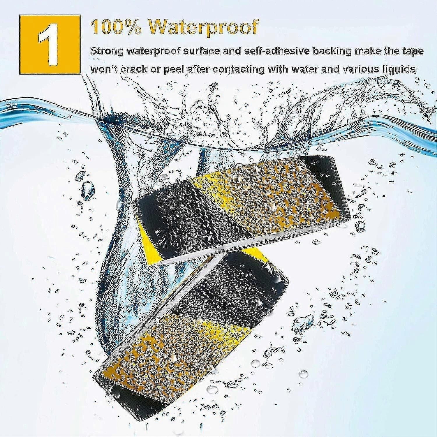 Waterproof Reflective Safety Tape Roll 5cm*25m Yellow Black Striped Floor Marking Tape Hazard Caution Warning Tape Auto Truck Self-adhesive Safety Sti zxin