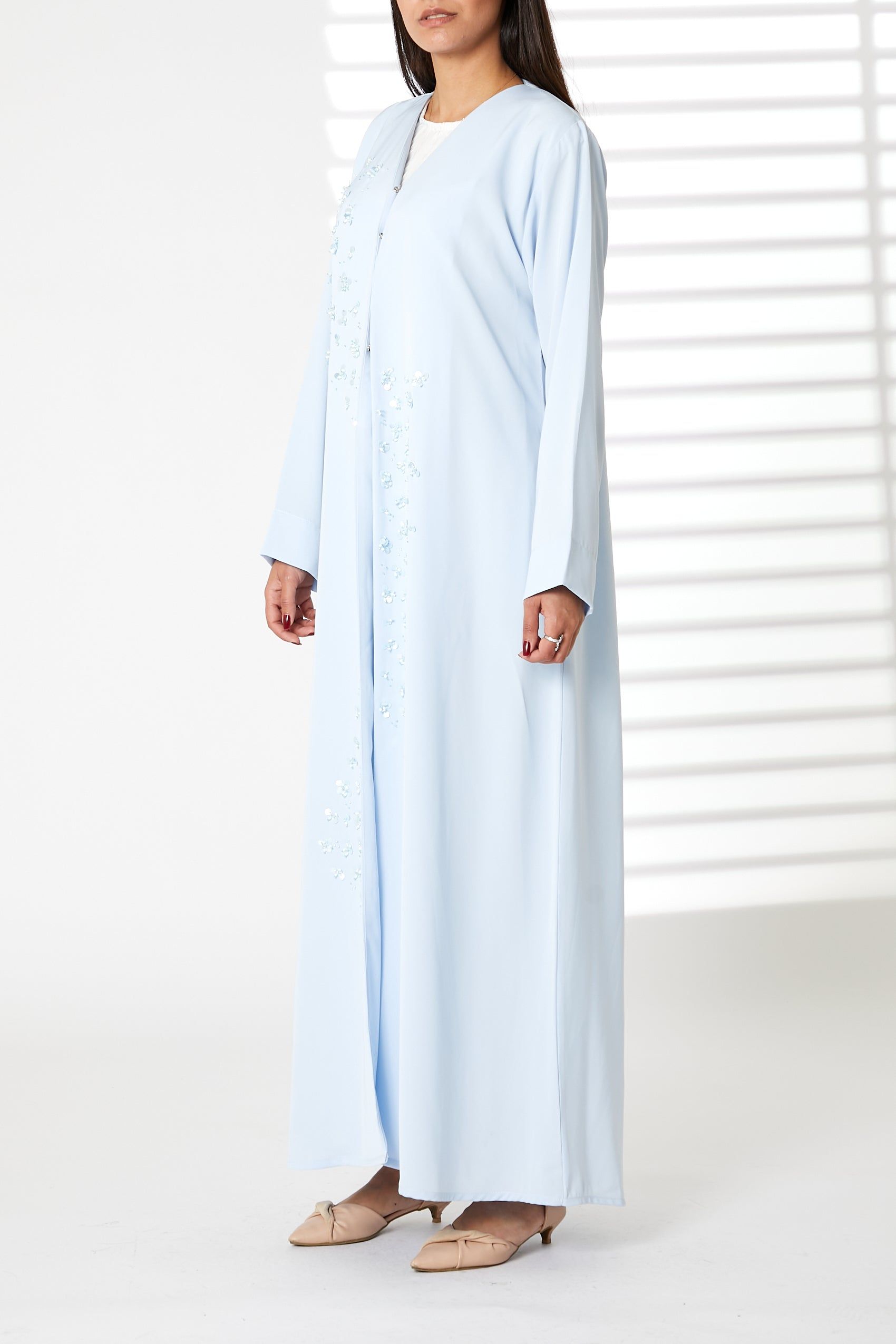 MOiSTREET Blue Nida Embellished Abaya