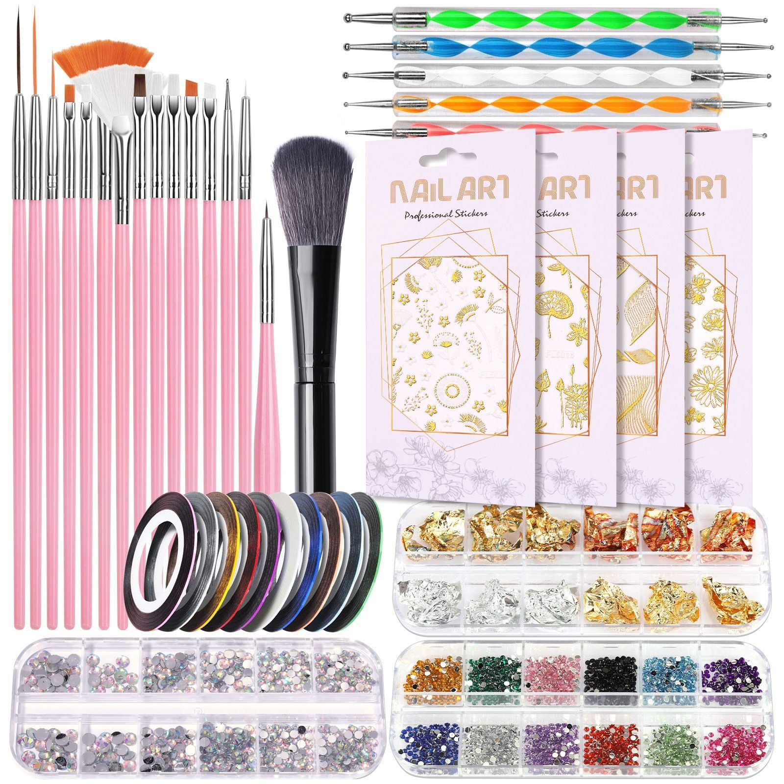 Nail Art Brushes Kit Professional Complete Nail Art Painting Decorative Tool Set