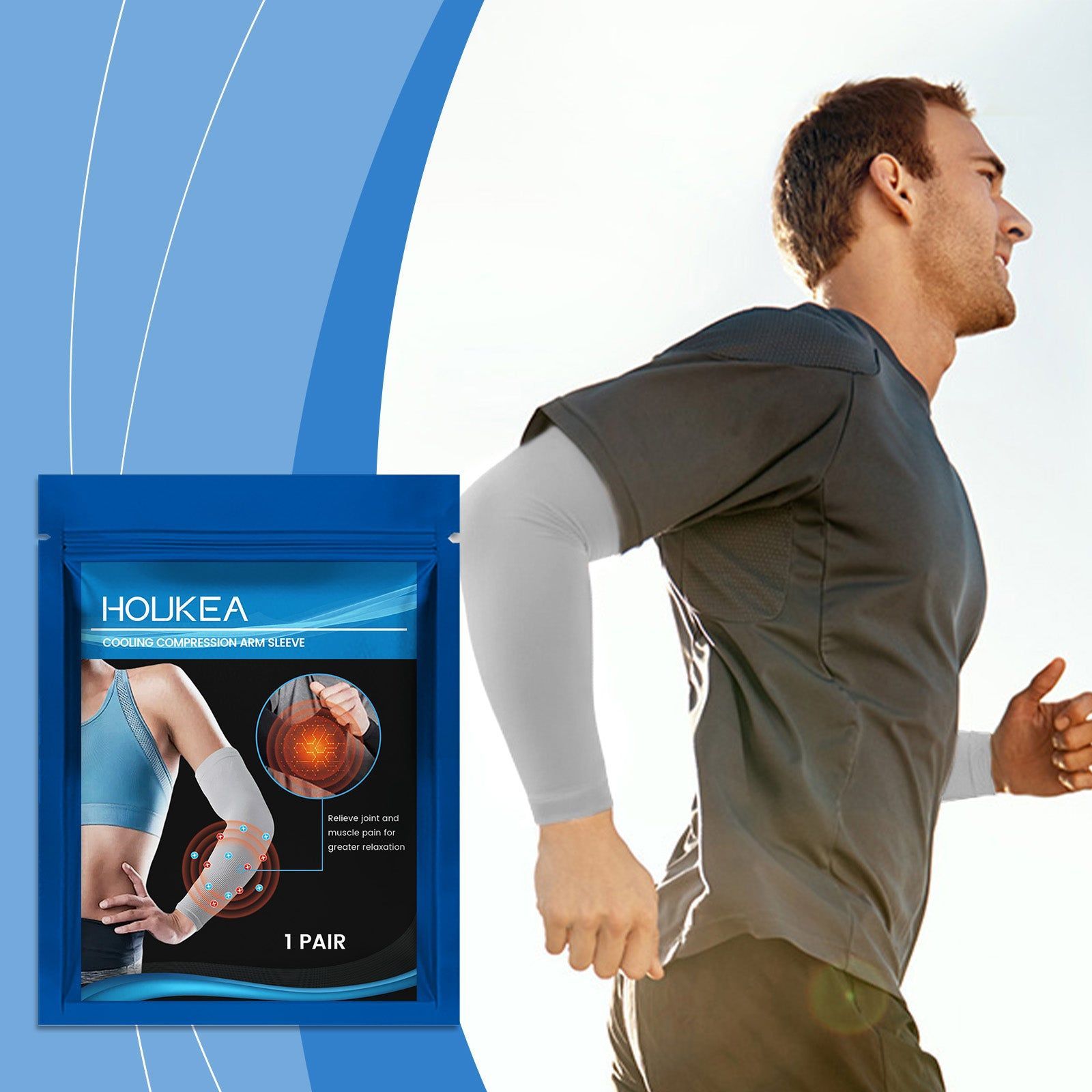 Cooling Compression Arm Sleeve for Joint Pain Relief, Body Care, Daily Comfort ,1Pair