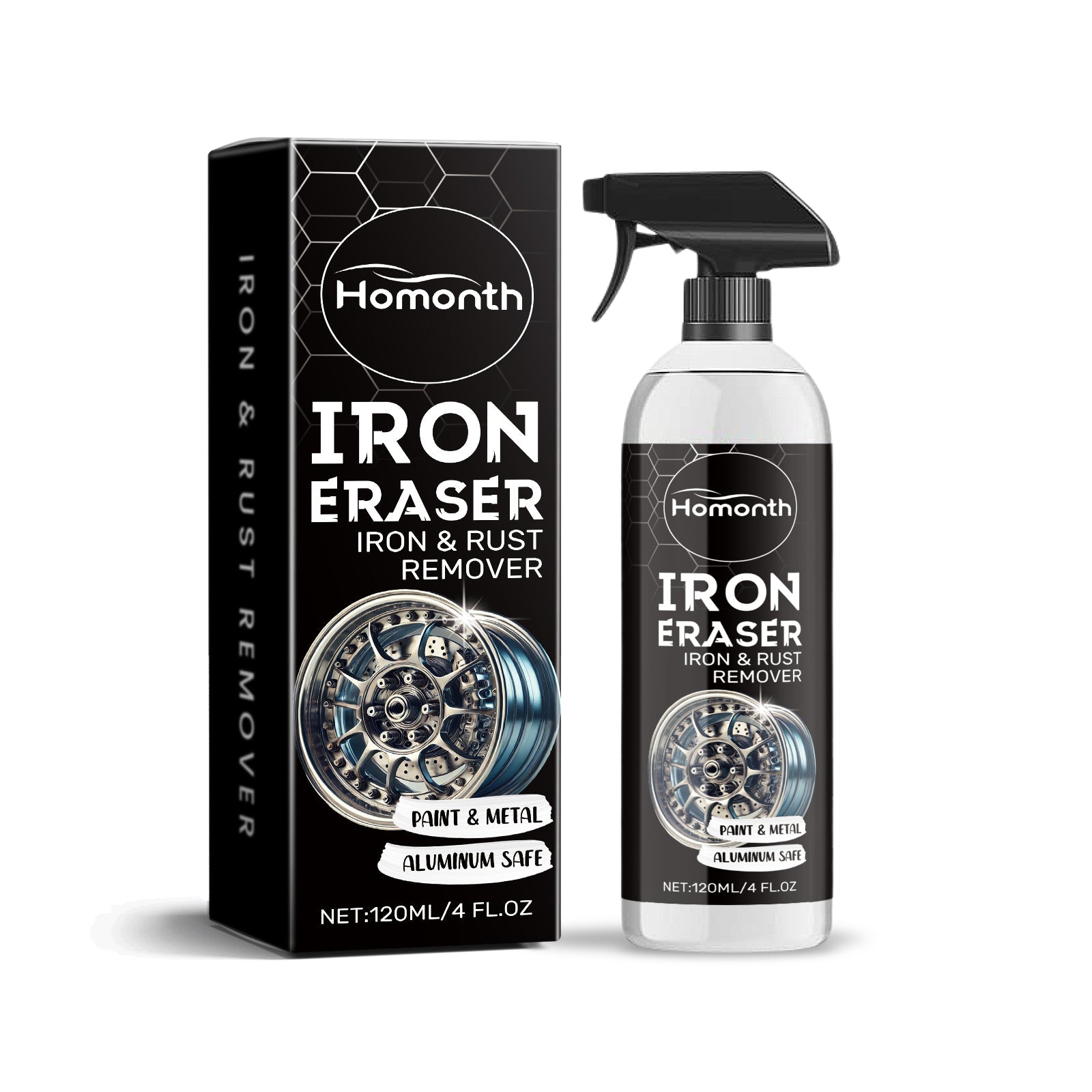 Car Rust Cleaner, Fast Car Cleaning Decontamination, Tire Rust Removal, Eco-Friendly Car Detailing ,120ml