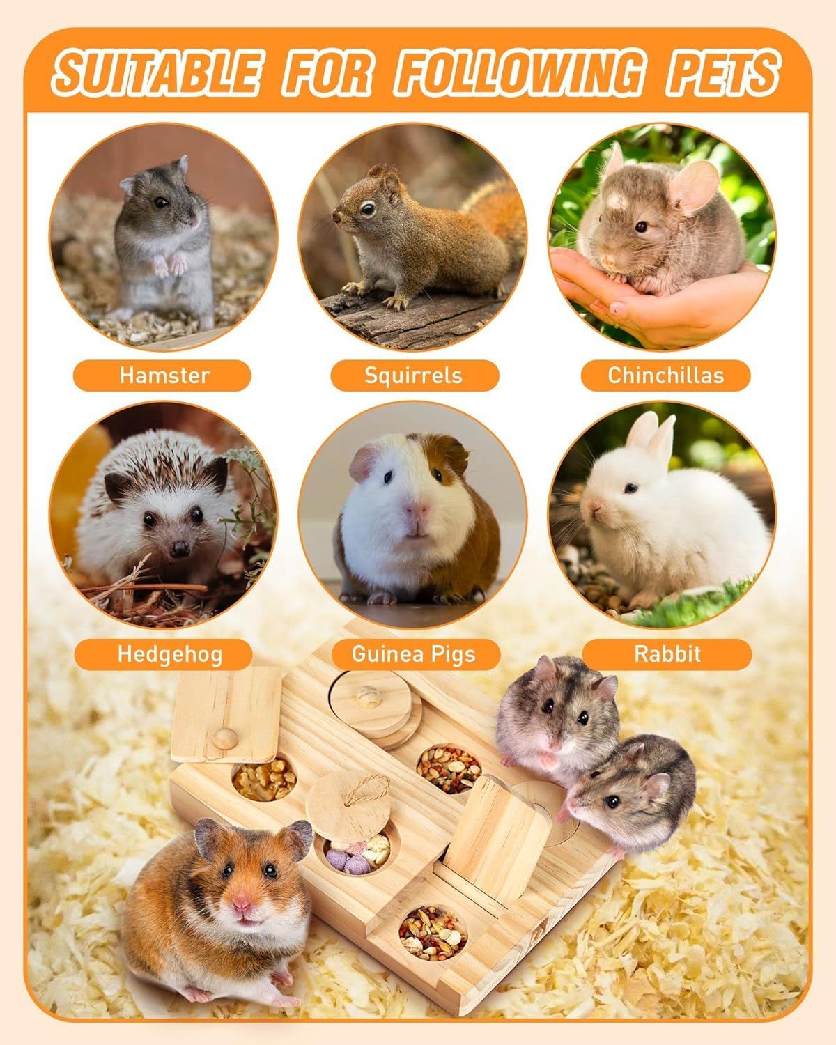 6-in-1 Interactive Enrichment Toys for Guinea Pigs Hamsters Small Animal Treat Dispenser