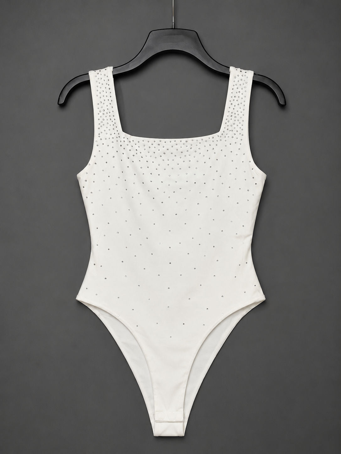 Tendresse Boutique White Rhinestone Bodysuit