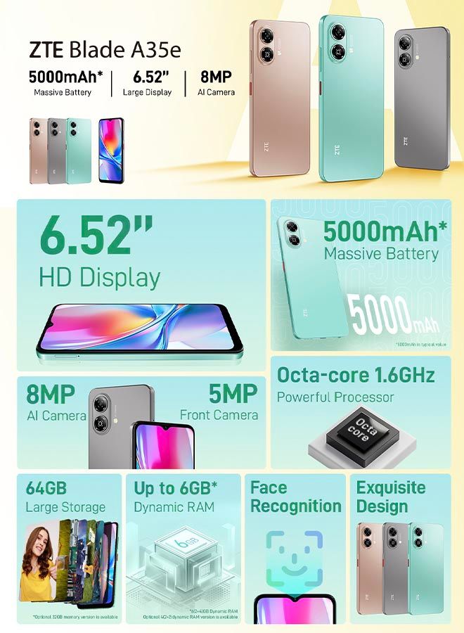 ZTE Blade A35e Dual SIM Ice Green 2GB+4GB RAM 64GB