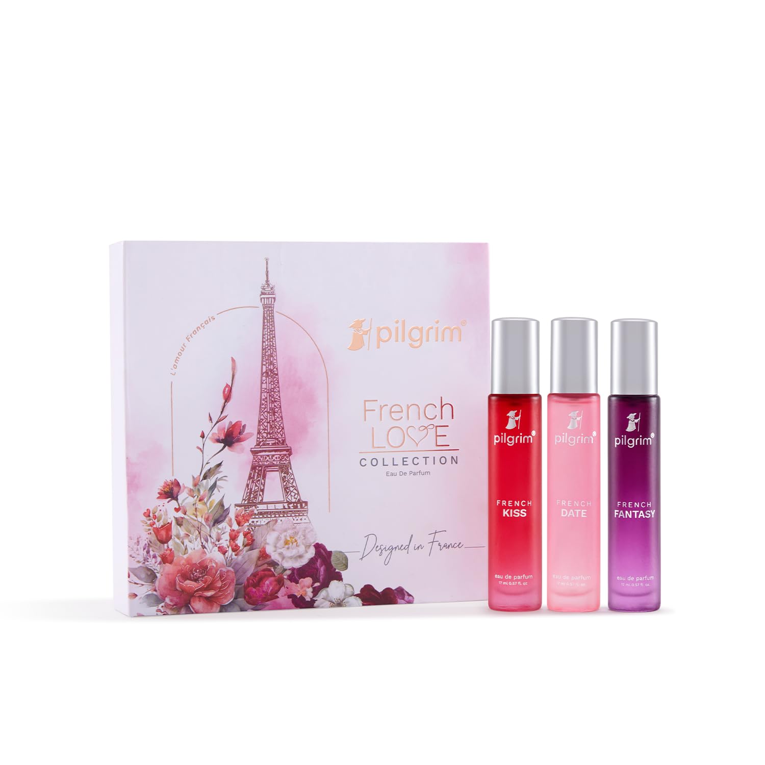 Pilgrim Women The French Love Collection Premium Aerosol Perfume Gift Set 3X17 Ml