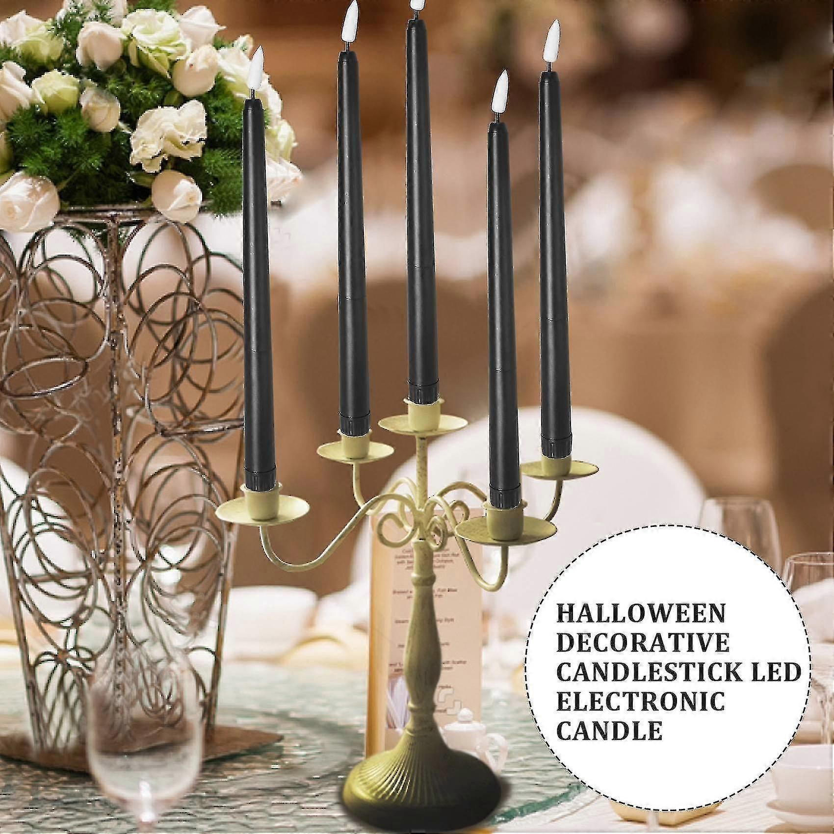 Pack Of 6 Black Led Birthday Candles,yellow Flameless Flickering Battery Operated Led Candles