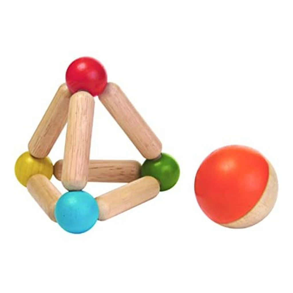 PlanToys Triangle Clutching Toy — Wooden Baby Rattle