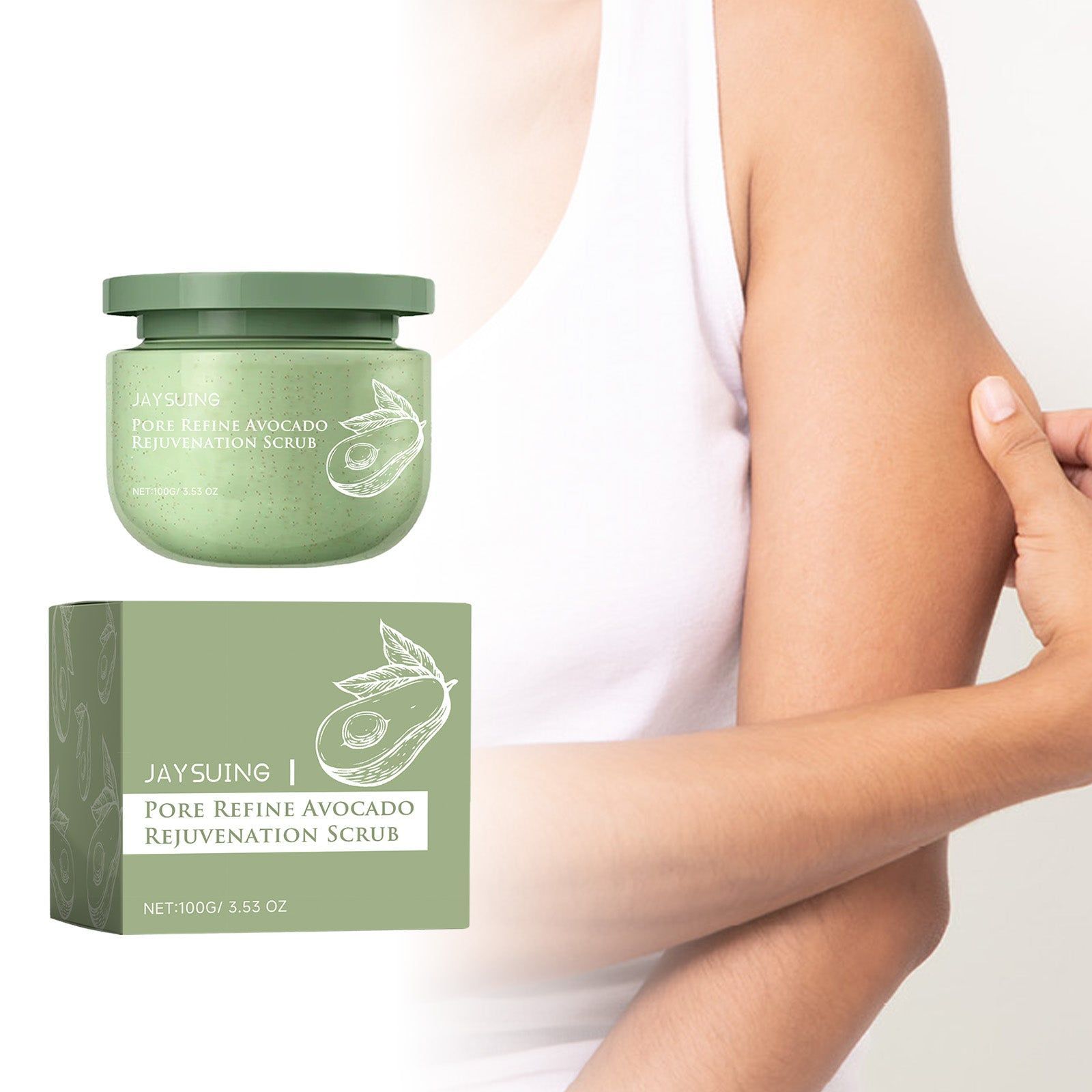 Avocado Ice Cream Body Scrub, Exfoliating Dead Skin, Natural Body Cleansing, Soft Smooth Skin ,100g