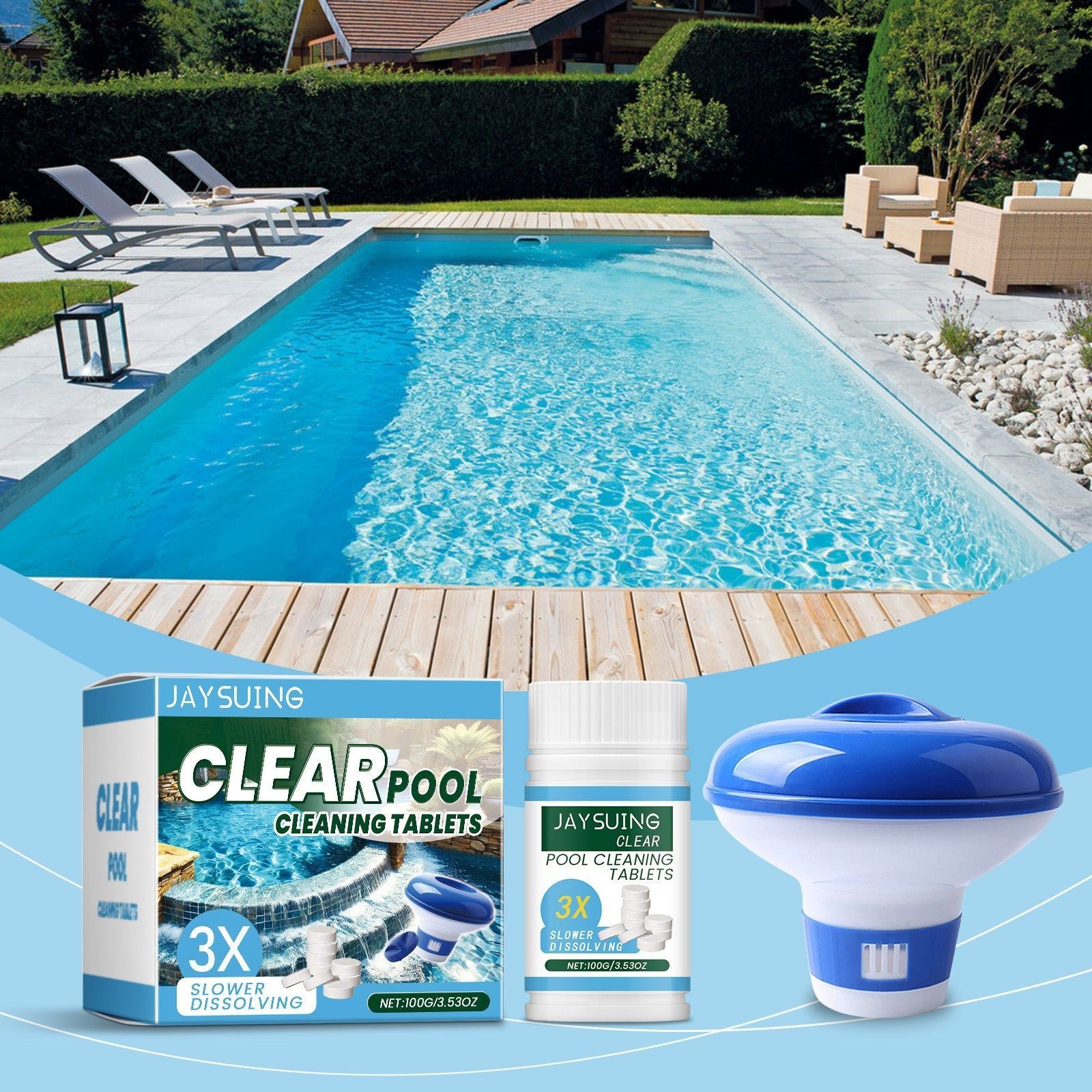 Buy Pool Effervescent Tablets, Fast-Acting Chlorine Water Treatment, Easy Pool Cleaning ,1set