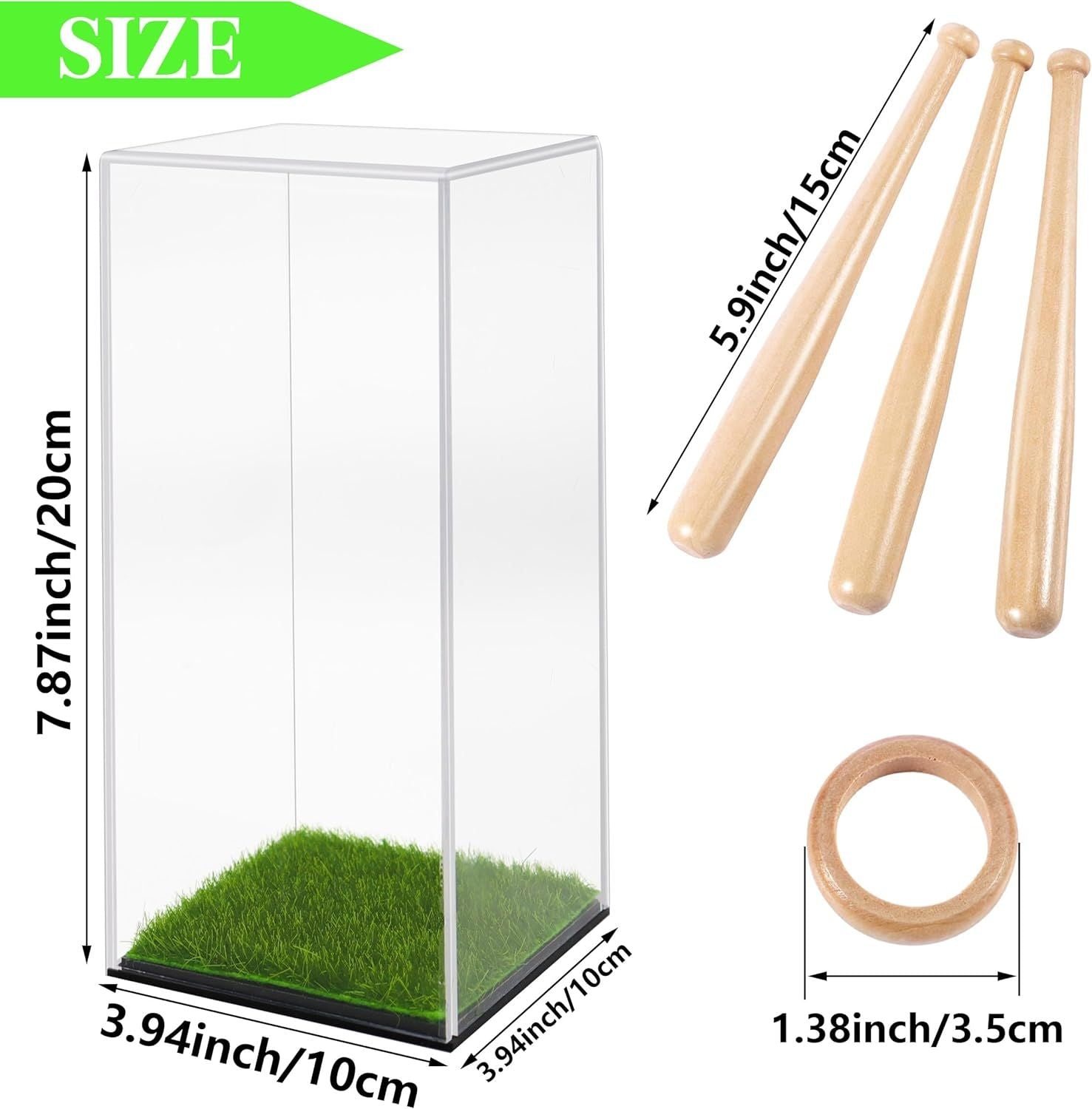Baseball Display Case with Stand Holder Wooden Base Acrylic Showcase Showcase
