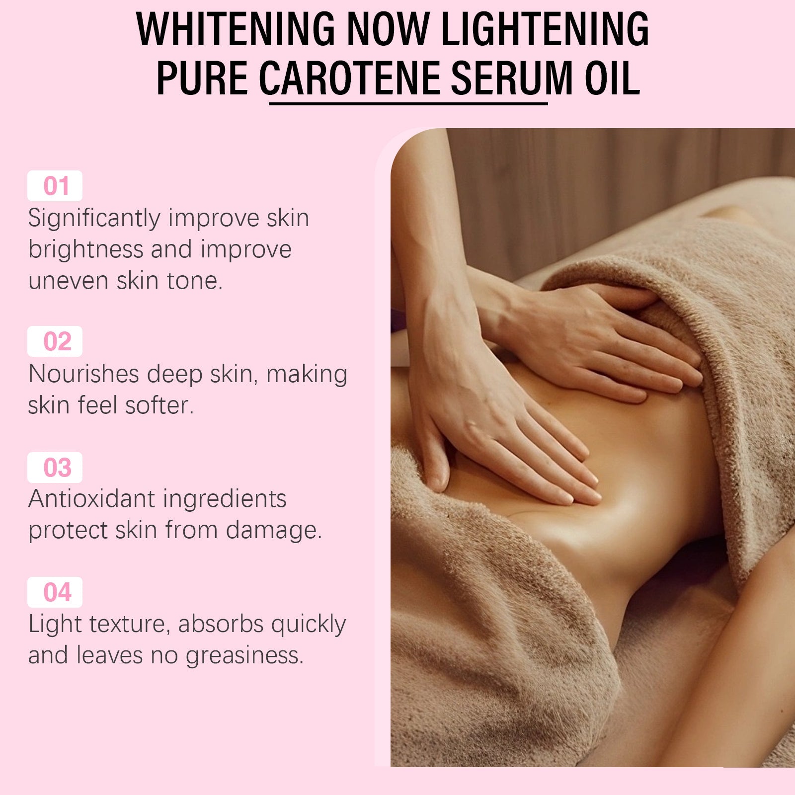 Carotene Whitening Essential Oil, Moisturizing and Brightening Skin, Anti-Aging, Natural Glow ,100ml