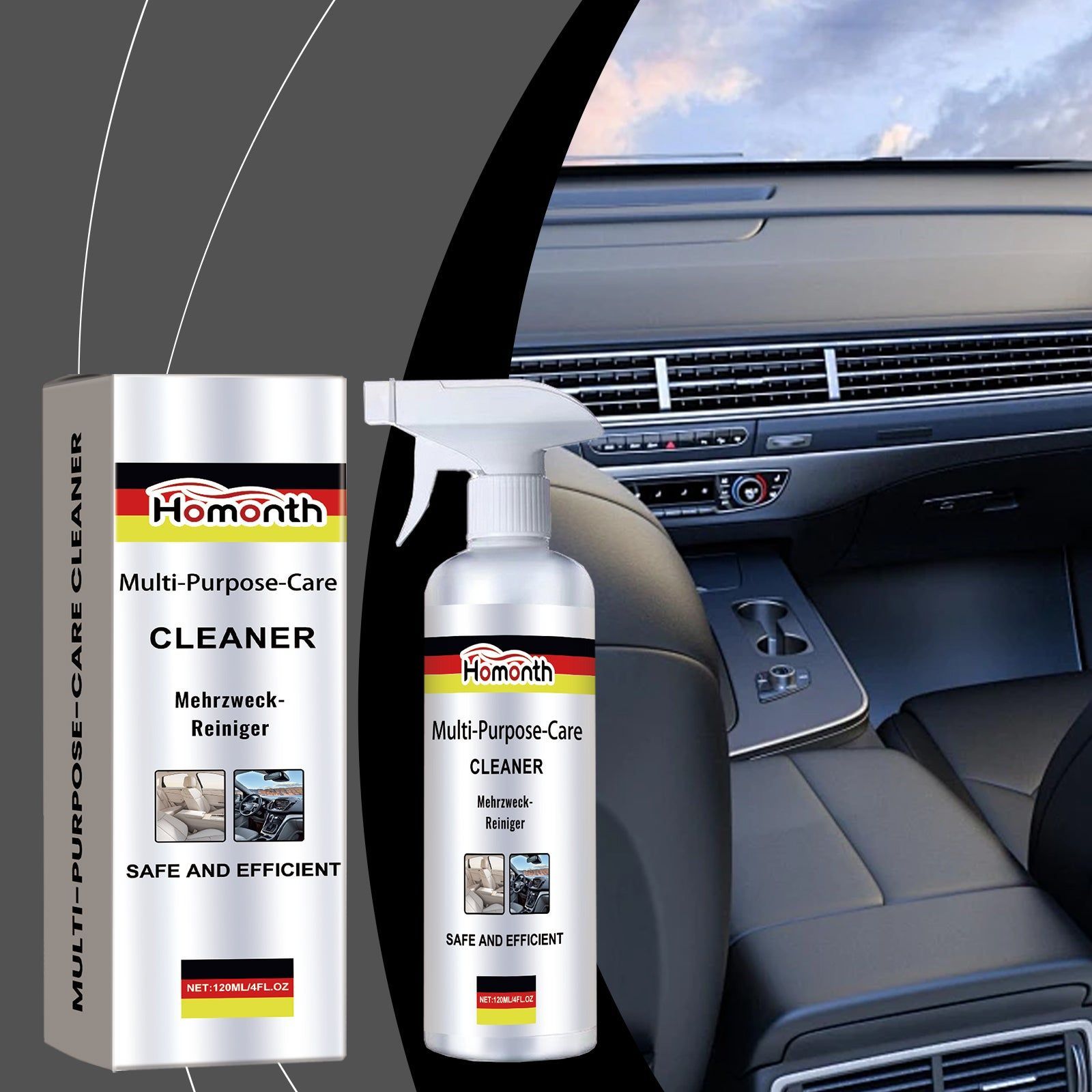 Car Cleaning Foam, Multi-Purpose Auto Decontamination Solution, Deep Clean, Remove Dust Oil Dirt ,120ml