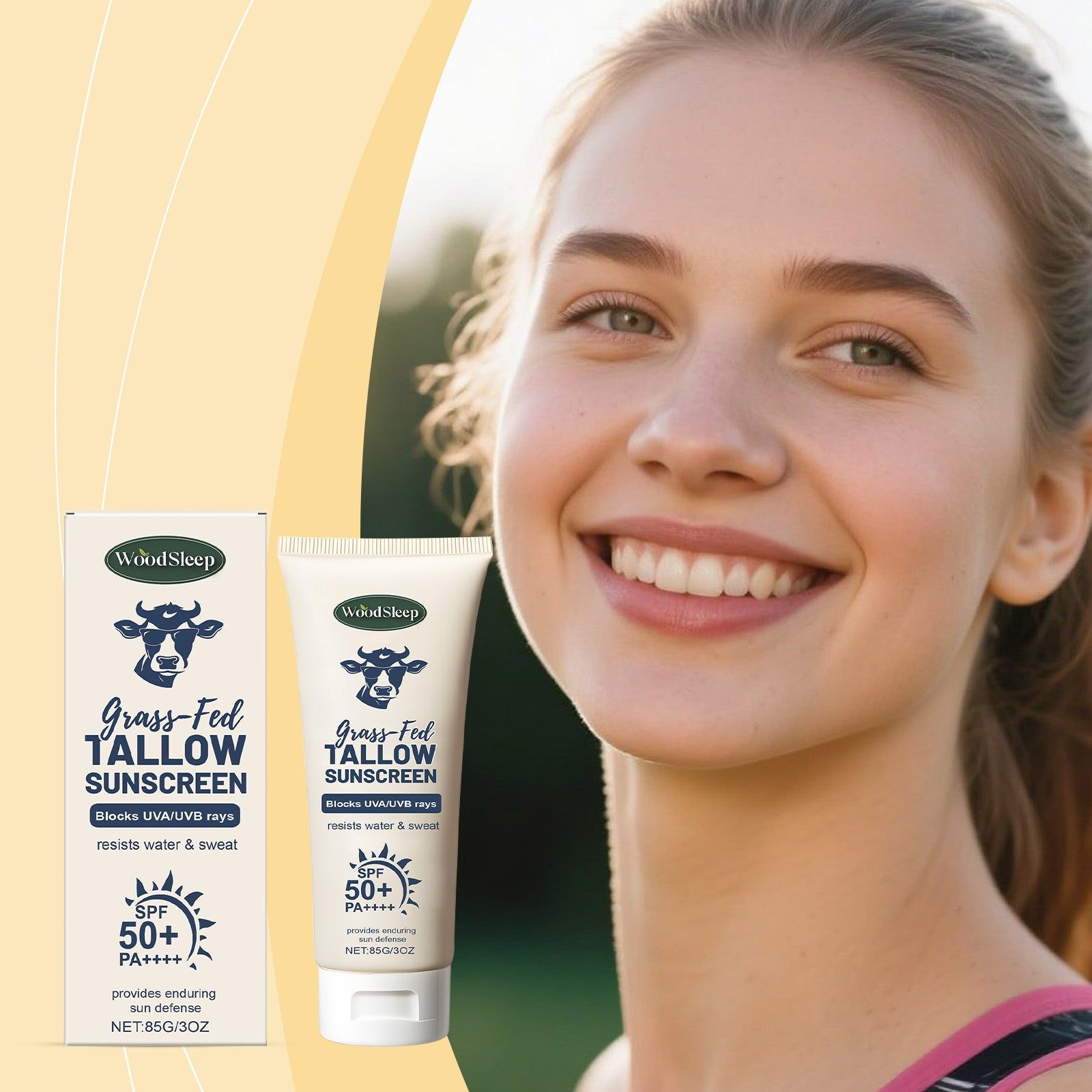 Beef Tallow Facial Protection Waterproof Sunscreen, UV & Moisturizer ,83g