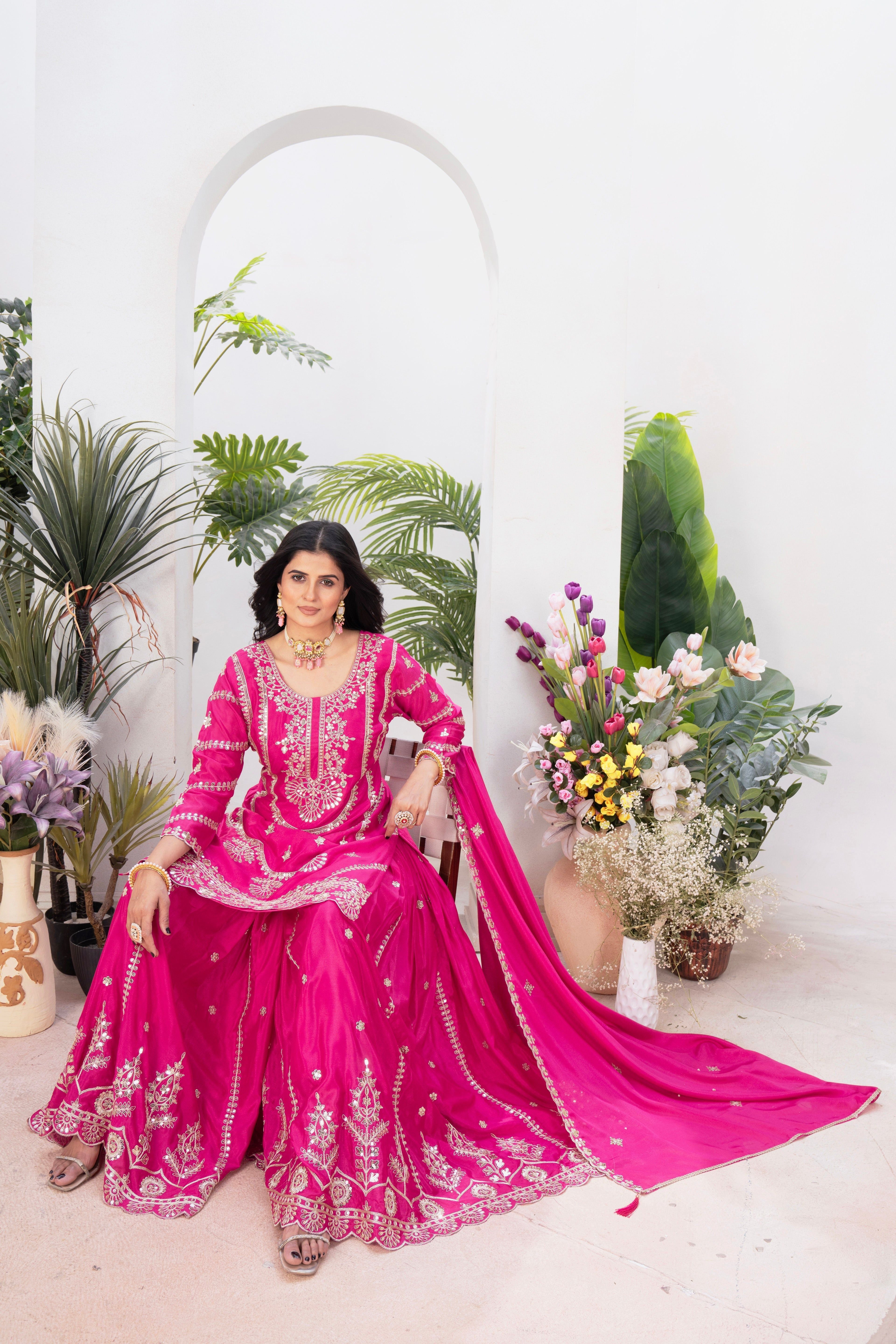 Party Wear Beautiful Top Plazzo And Fancy Dupatta