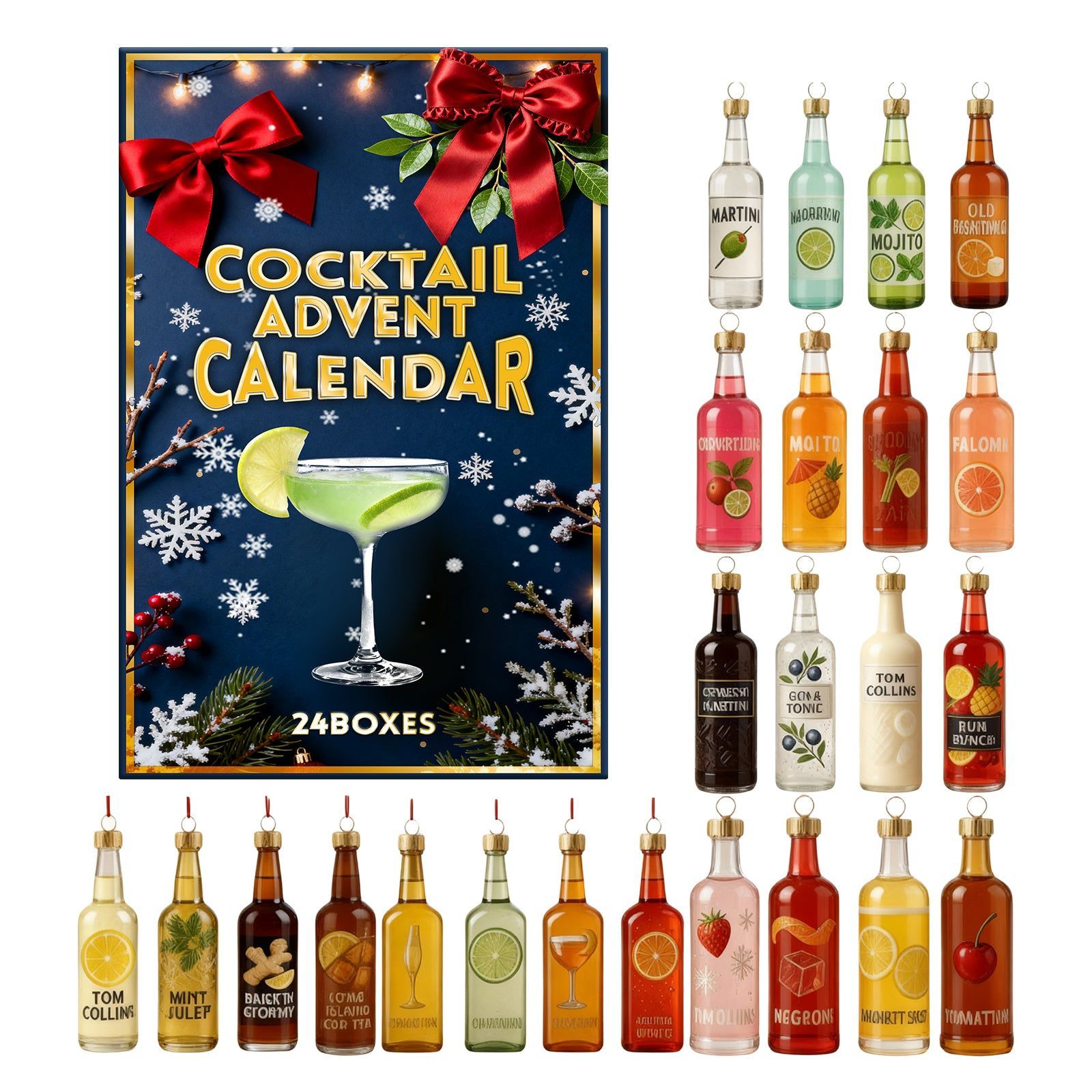 Celebrate Christmas with 24-Day Resin Cocktail Calendar, Unique Festival Gifts ,24boxes