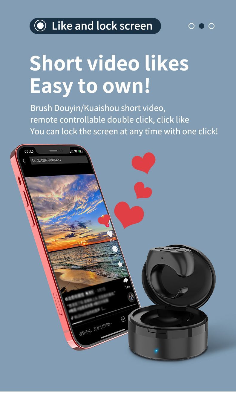 Ring Remote Control Bluetooth Fingertip Shutter Page Turner Video Controlle