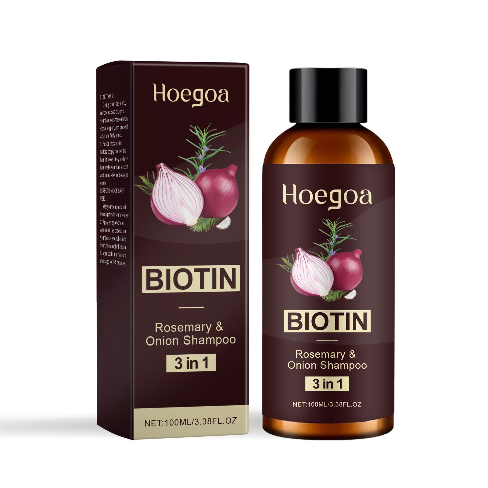3-in-1 Onion Hair Care Shampoo, Moisturizes, Volumizes, Gentle Cleansing ,100ml