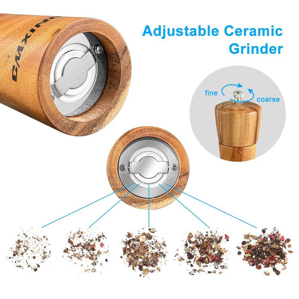 Pepper Grinder Wooden Manual Adjustable Salt Pepper Grinder Mill For Kitchen