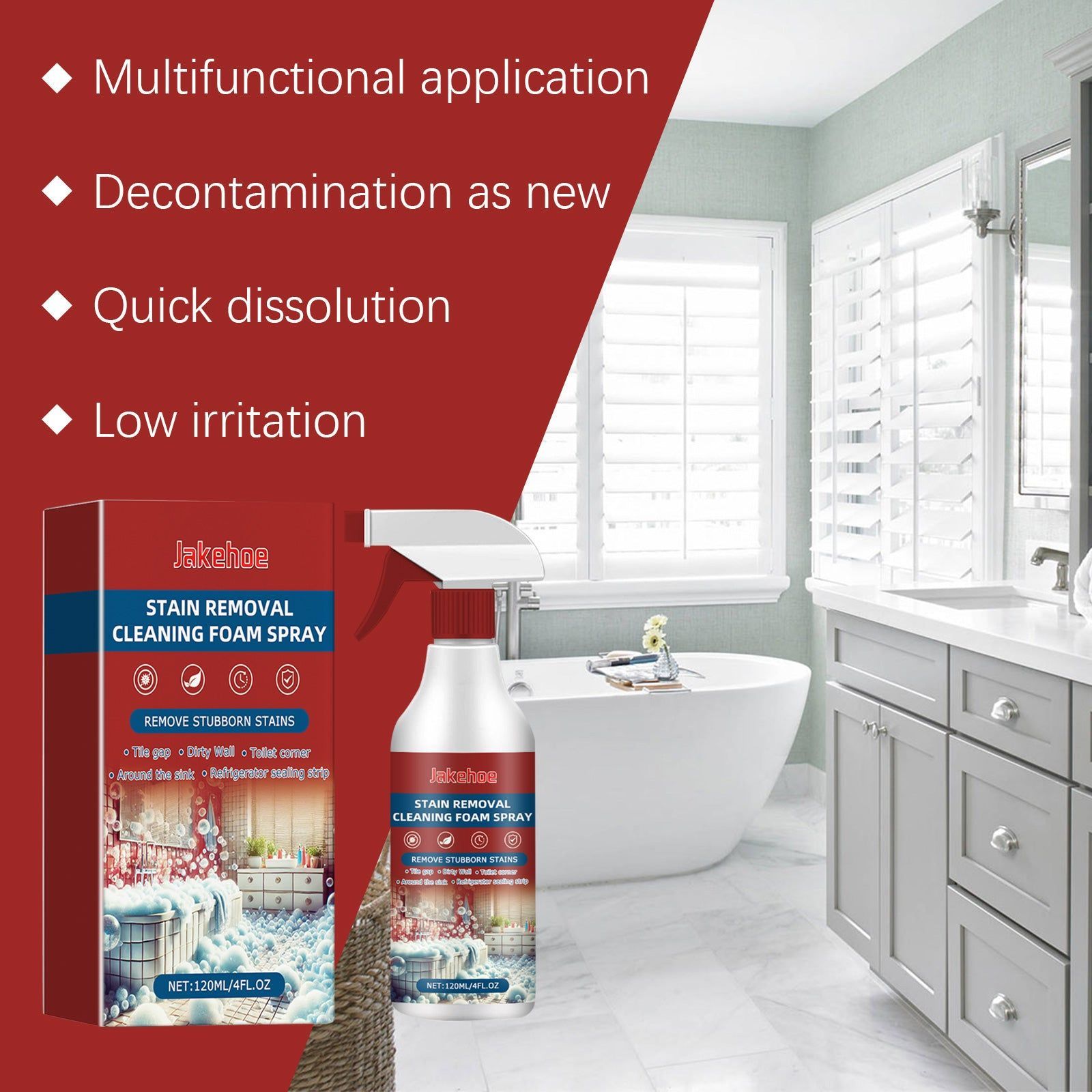 Bathroom Foam Cleaner, Deep Stain Removal, Odor Elimination, Freshen Your Space ,120ml