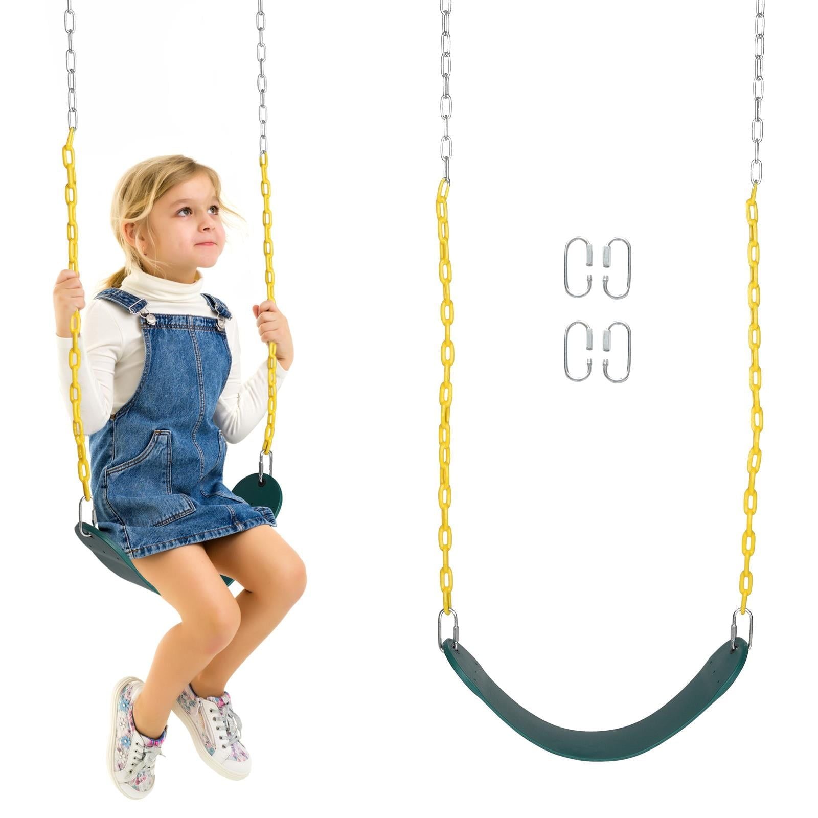Outdoor Playground Swing Seat Set Toddler Soft Board U-Swing with Coated Chains