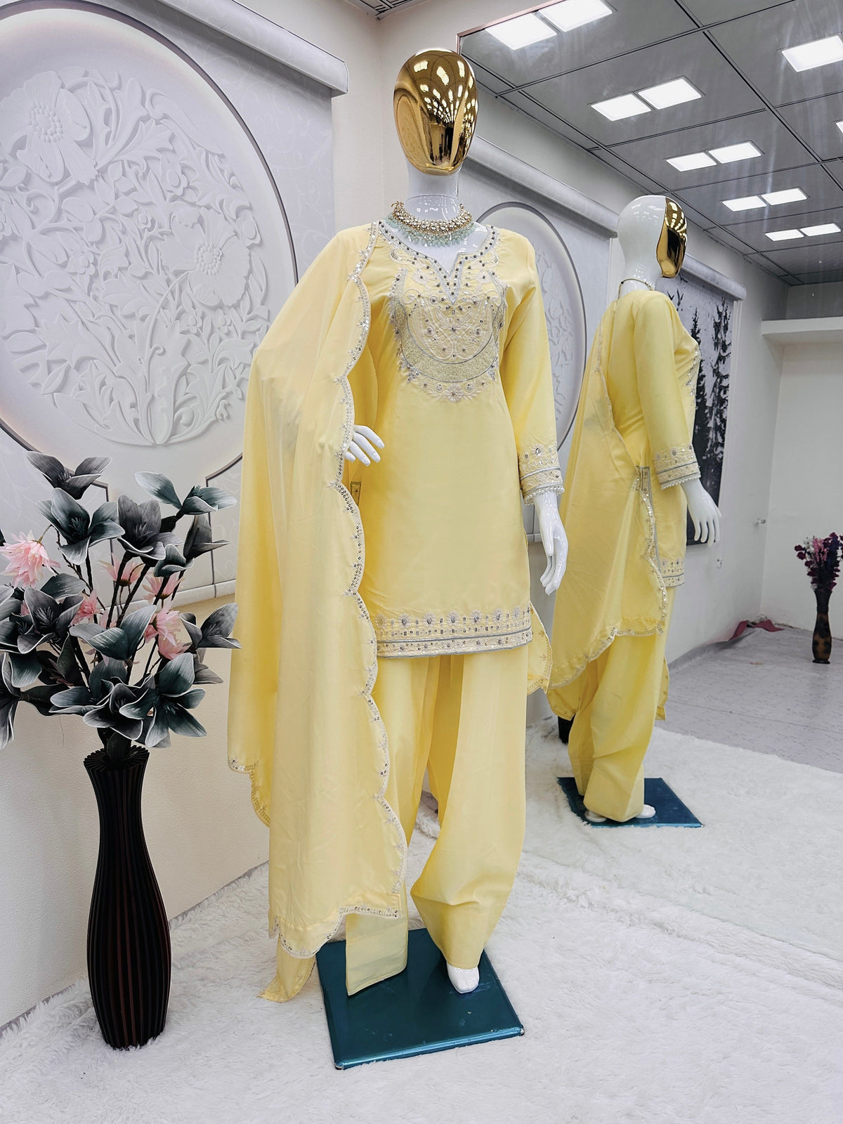 Fab Zone Women’s Designer Party Wear Look Top-Bottom And Dupatta