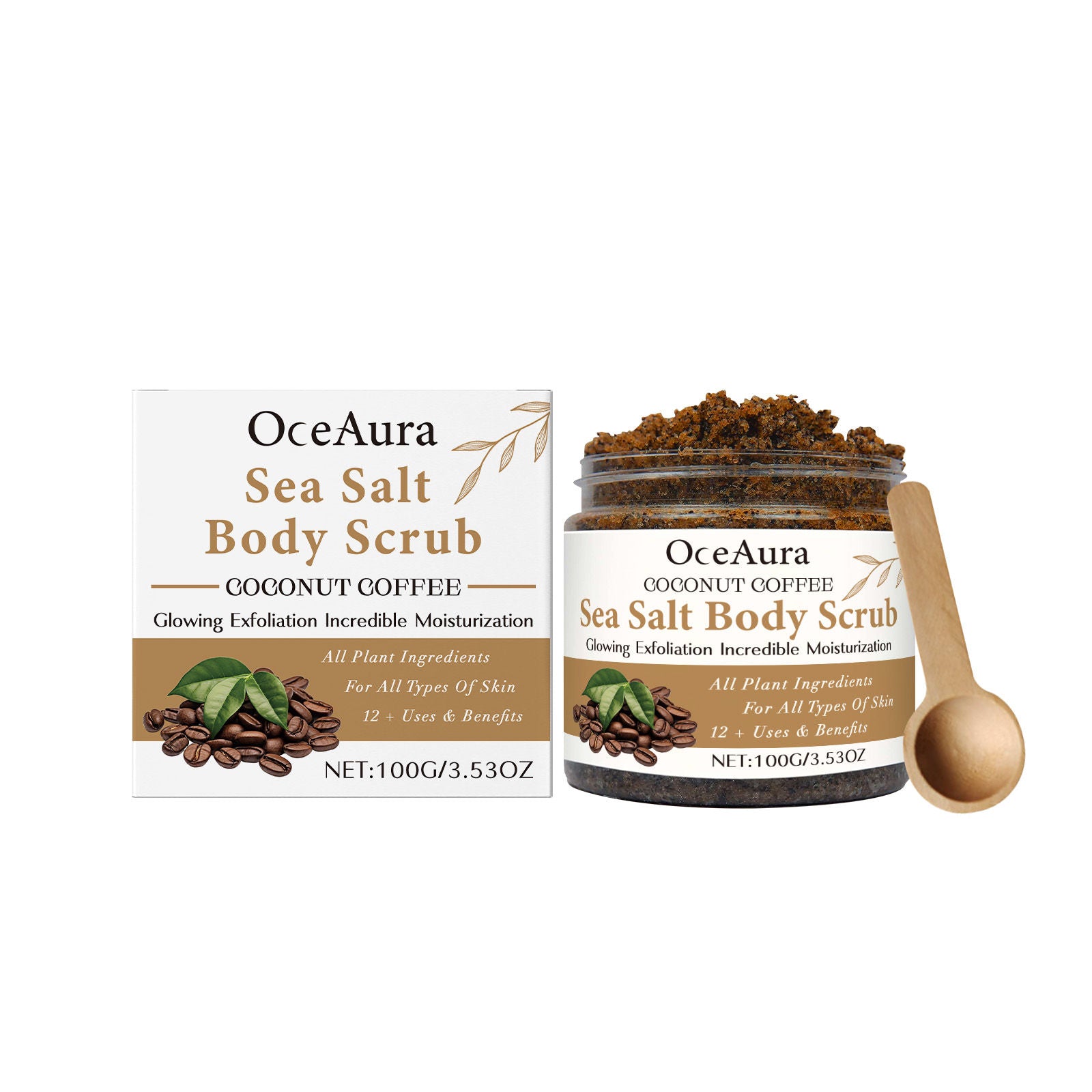 Coconut Coffee Body Scrub, Deep Cleansing, Exfoliating, Hydrating, Moisturizing, Natural Skin Care ,1 set