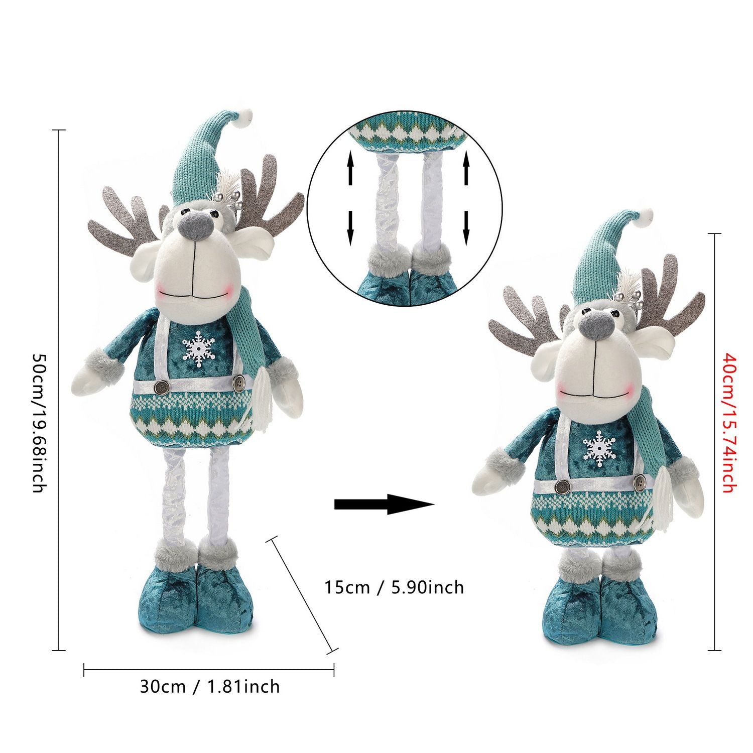 Christmas Plush Santa Claus Snowman Telescopic Doll Desktop Ornament Holiday Decoration