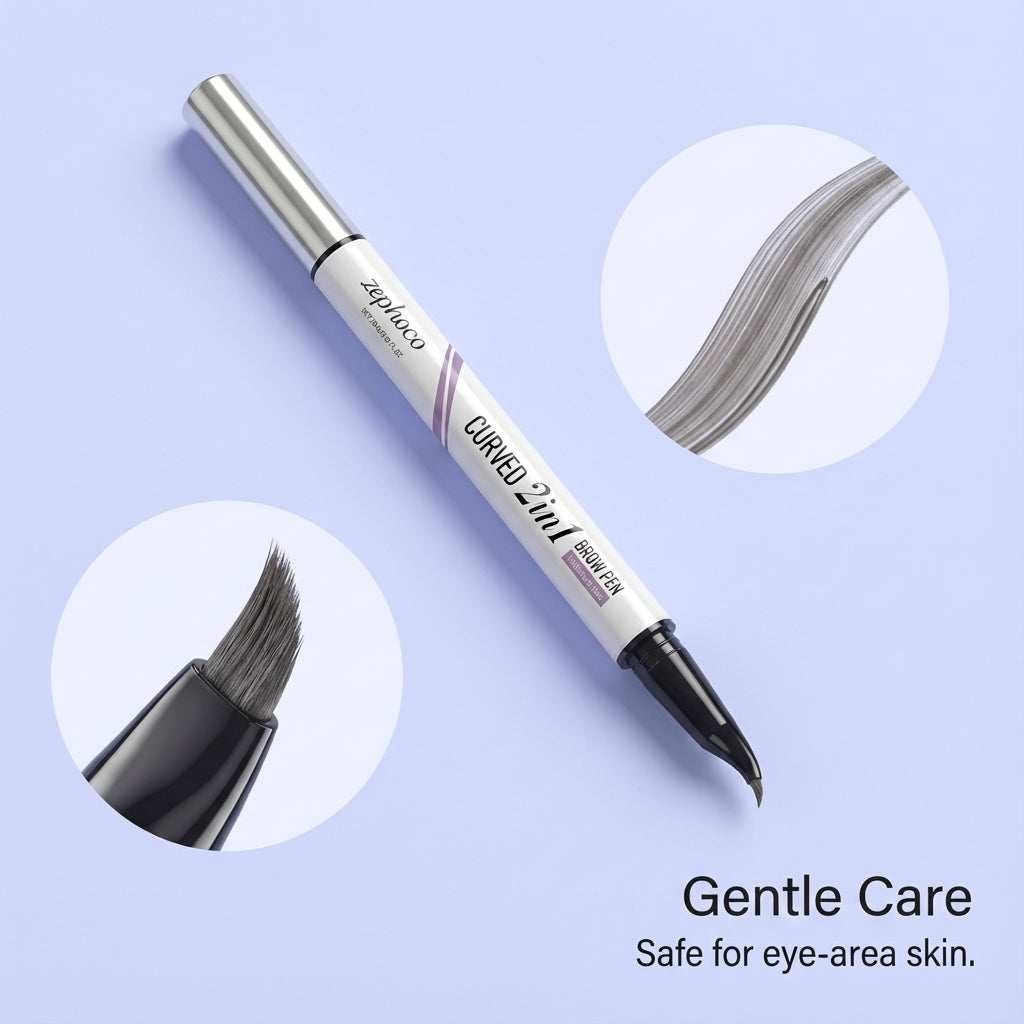 Waterproof Grey Double-Headed Eyebrow Pencil, Natural, Long-Lasting, Beauty Products ,0.6ml