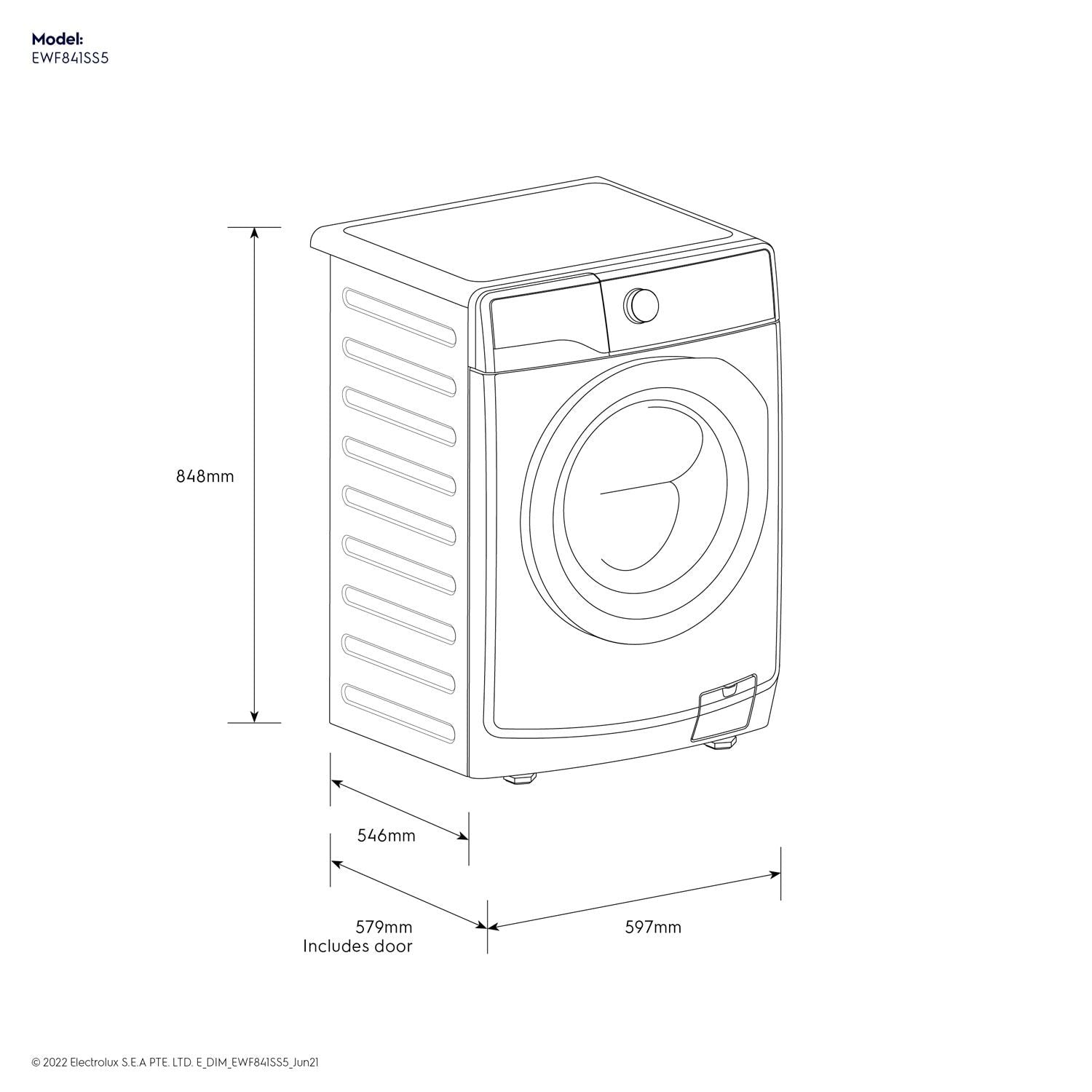 Electrolux EWF8241SS5 PerfectCare 500 Front-Load Washing Machine (Inverter Motor), Silver, 8kg