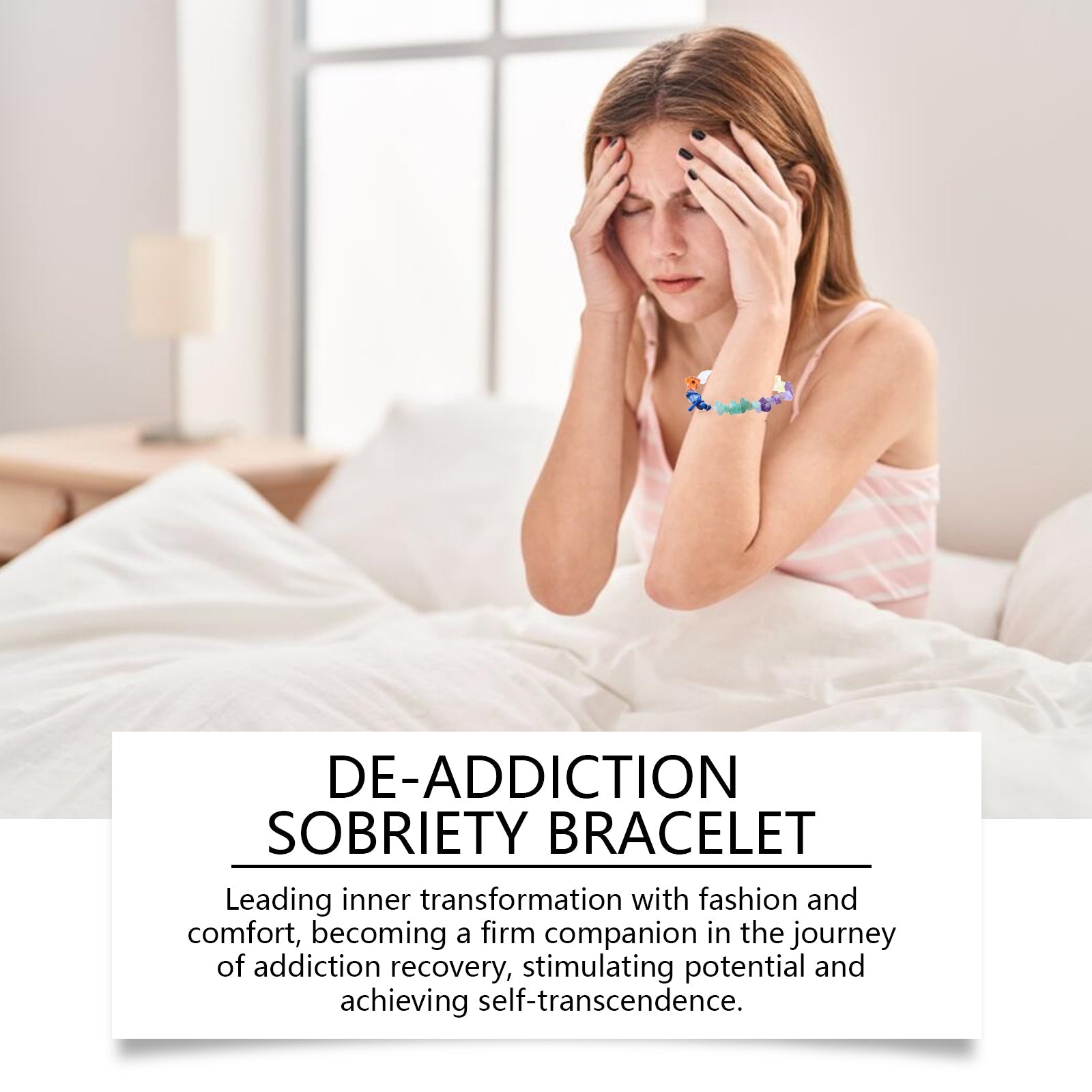 Colorful Crystal Bracelet for Body Care, Mood Boosting, Stylish Wrist Accessory ,1pcs