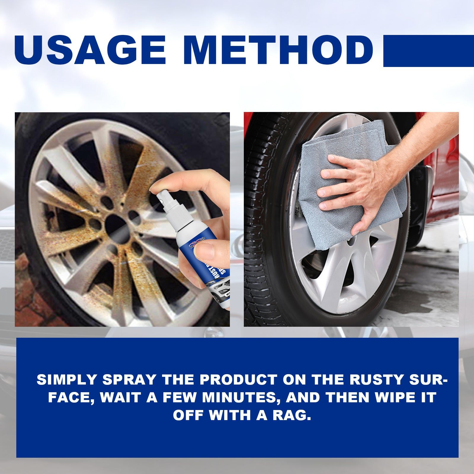 Automobile Rust Removal Spray, Fast Car Wheel Rust Remover, Paint & Decontamination ,30ml